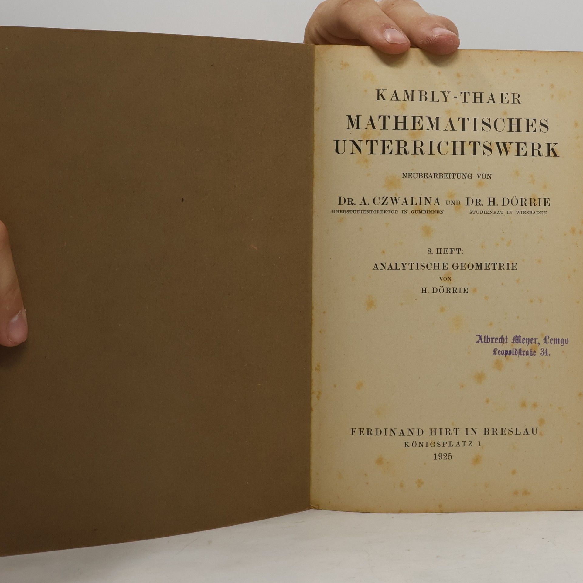 Dr. A. Czwalina Kambly-Thaer Mathematisches Unterrichtswerk 8