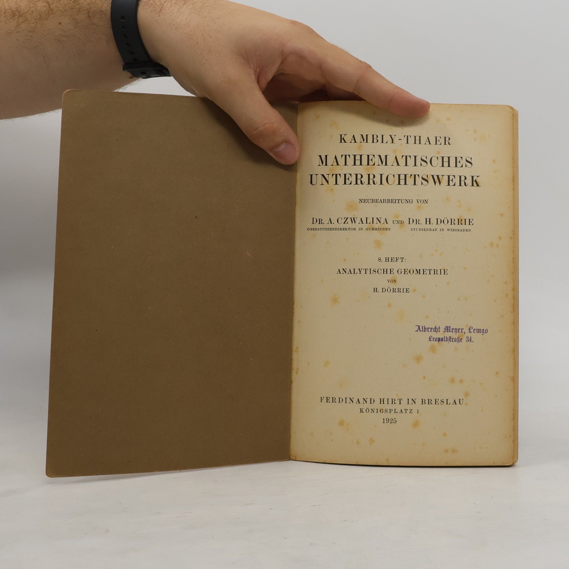 Dr. A. Czwalina Kambly-Thaer Mathematisches Unterrichtswerk 8