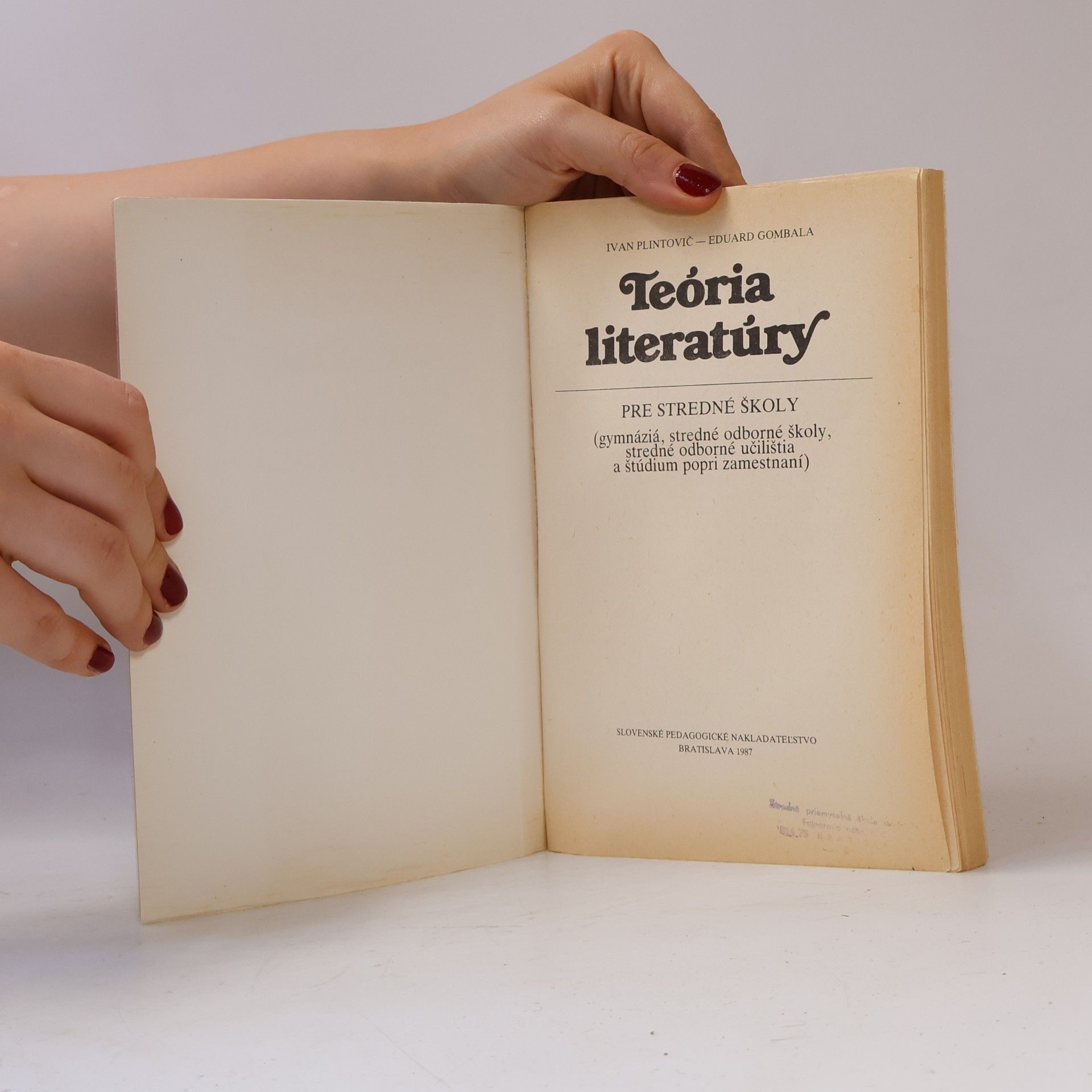 Ivan Plintovič Teória literatúry pre stredné školy