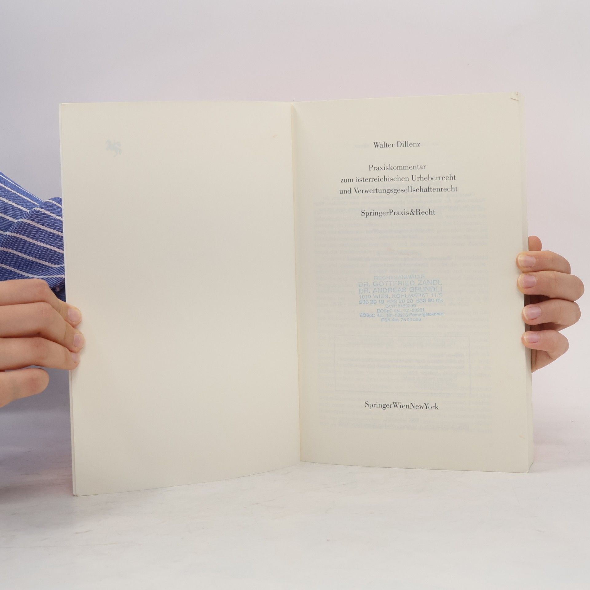 Walter Dillenz Springer Praxis & Recht: Praxiskommentar zum österreichischen Urheberrecht und Verwertungsgesellschaftenrecht