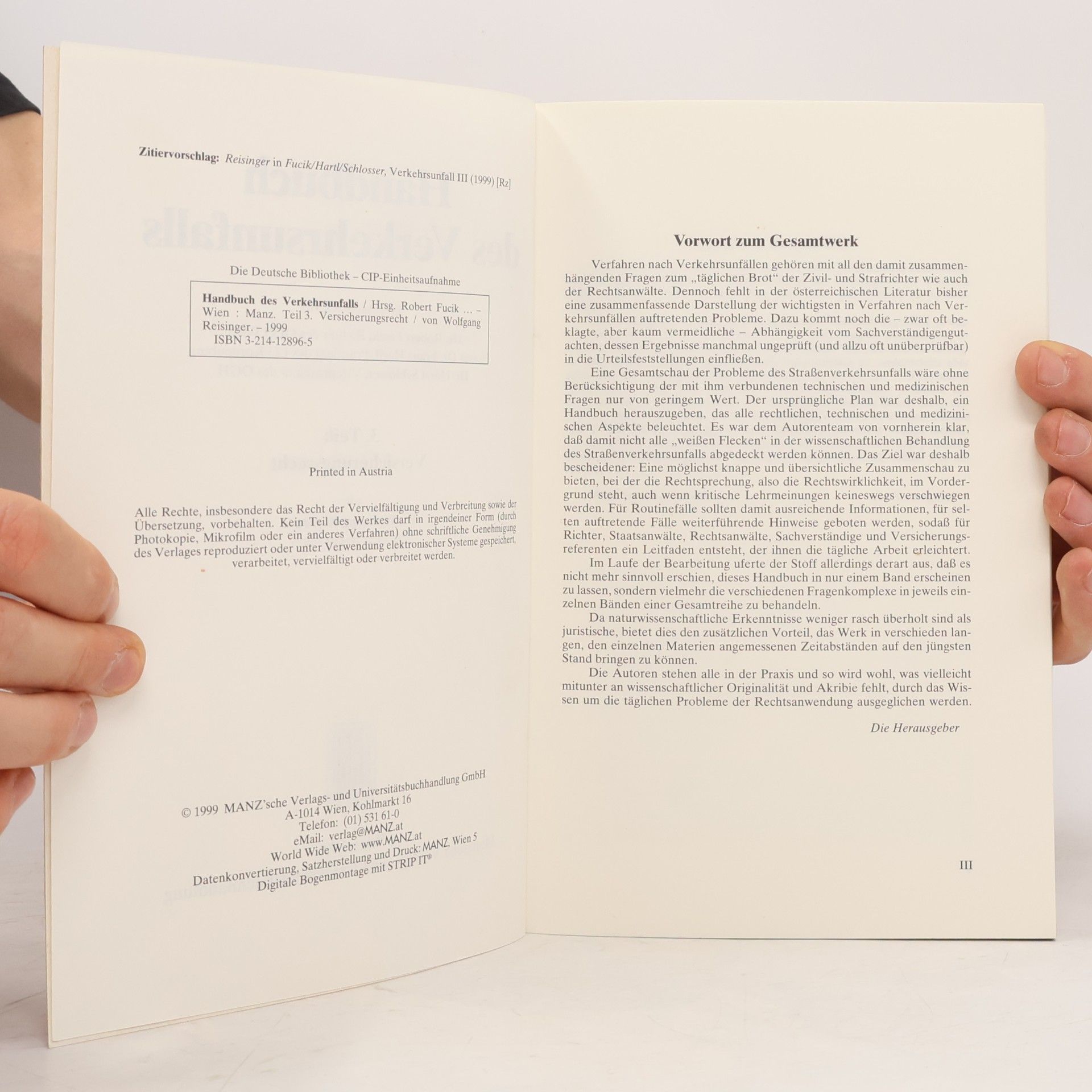 Wolfgang Reisinger Handbuch des Verkehrsunfalls 3. Teil