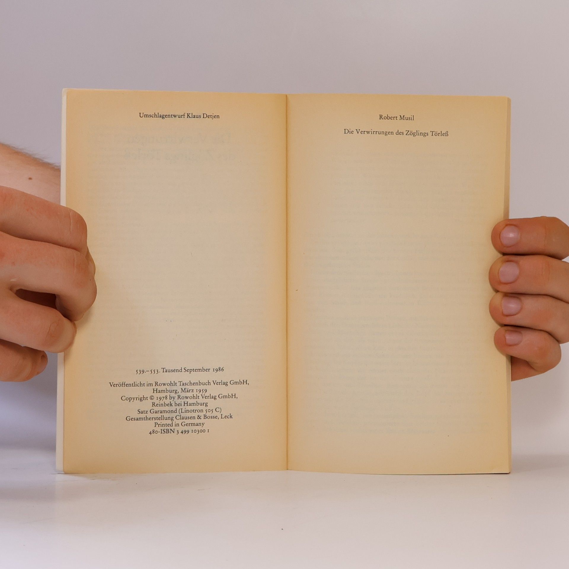 Robert Musil Die Verwirrungen des Zöglings Törless