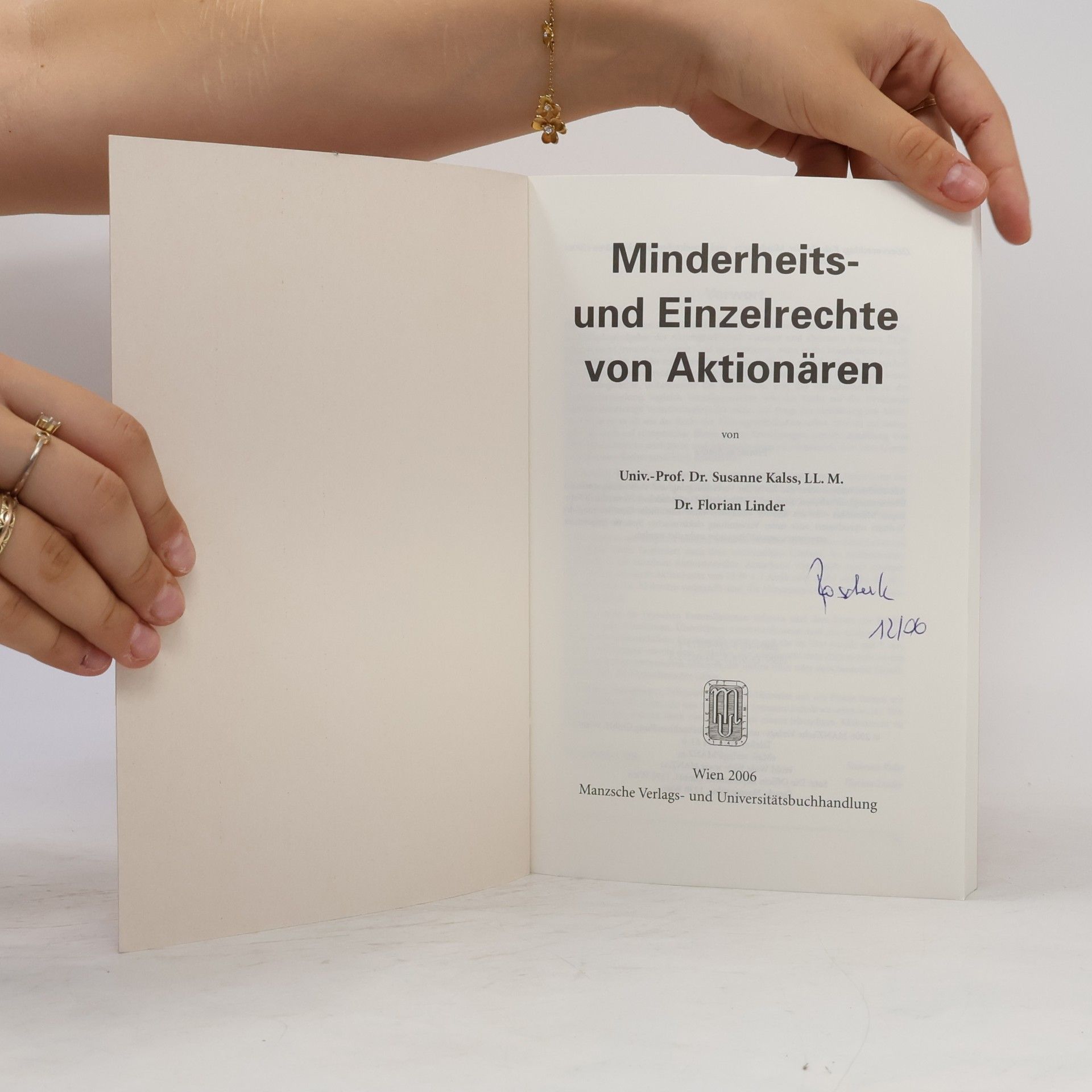 Susanne Kalss Minderheits- und Einzelrechte von Aktionären