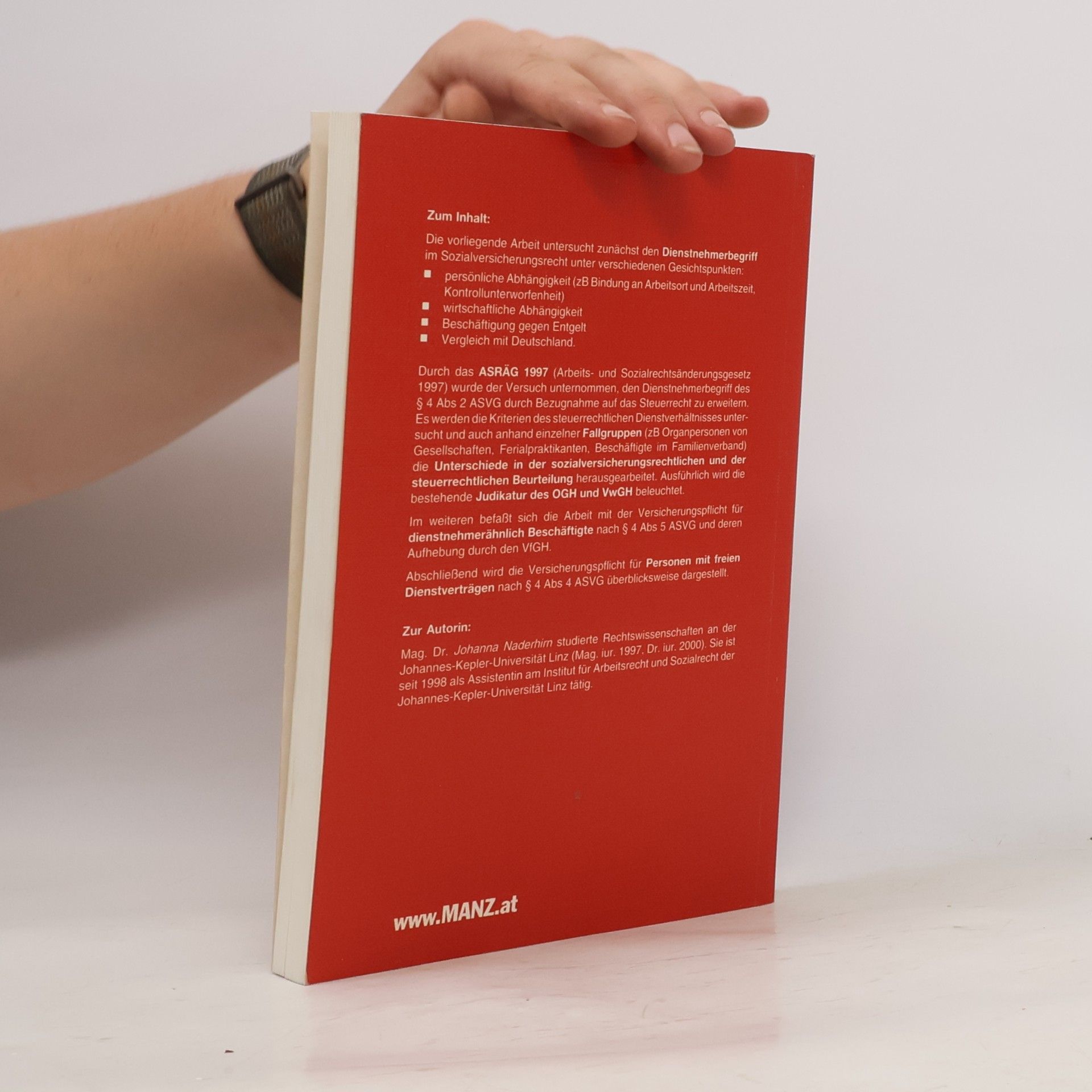 Various authors Die Neuformulierung des Dienstnehmer-begriffes des ASVG durch das ASRÄG 1997