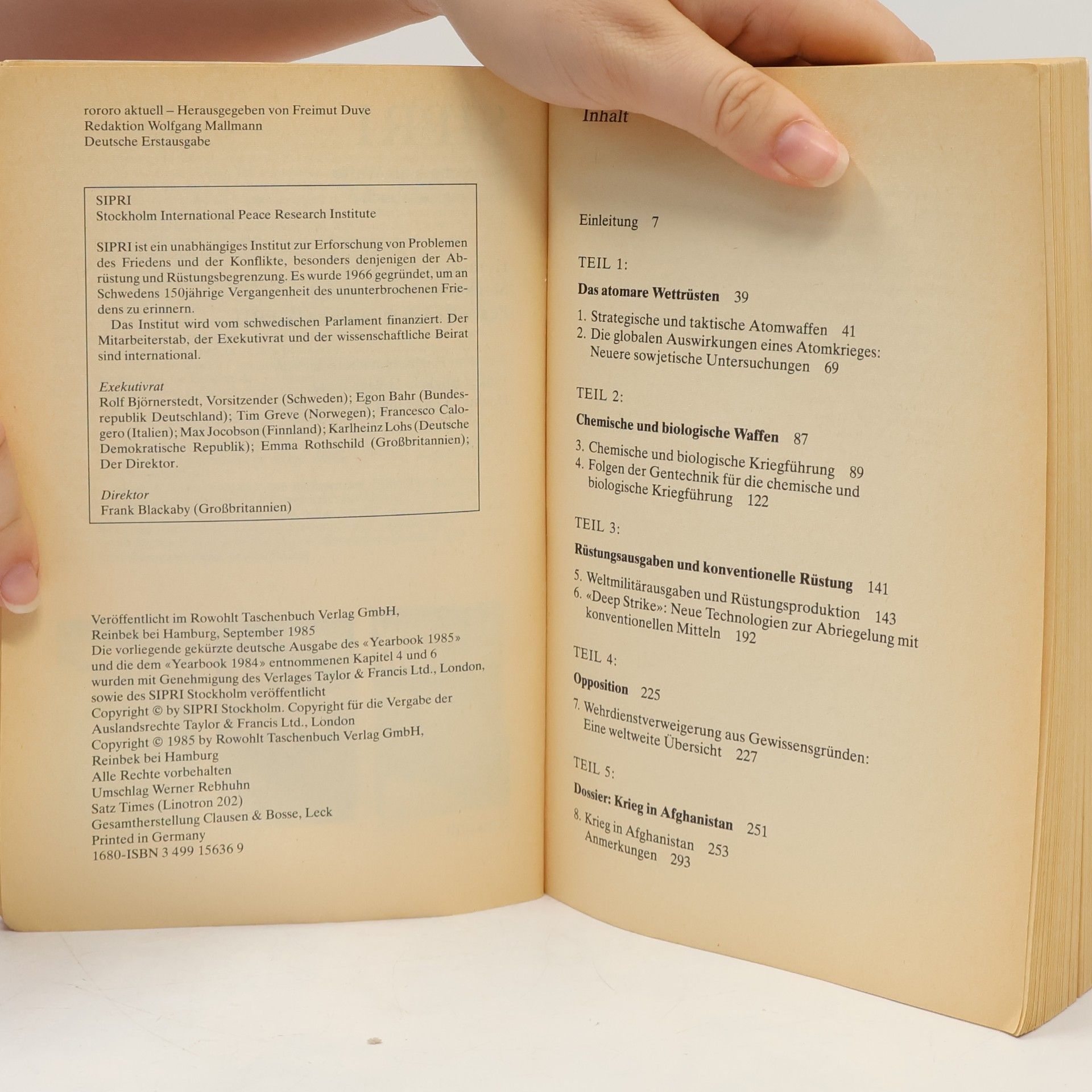 Stockholm International Peace Research Institute SIPRI-Rüstungsjahrbuch - 5: Gentechnik als Waffe