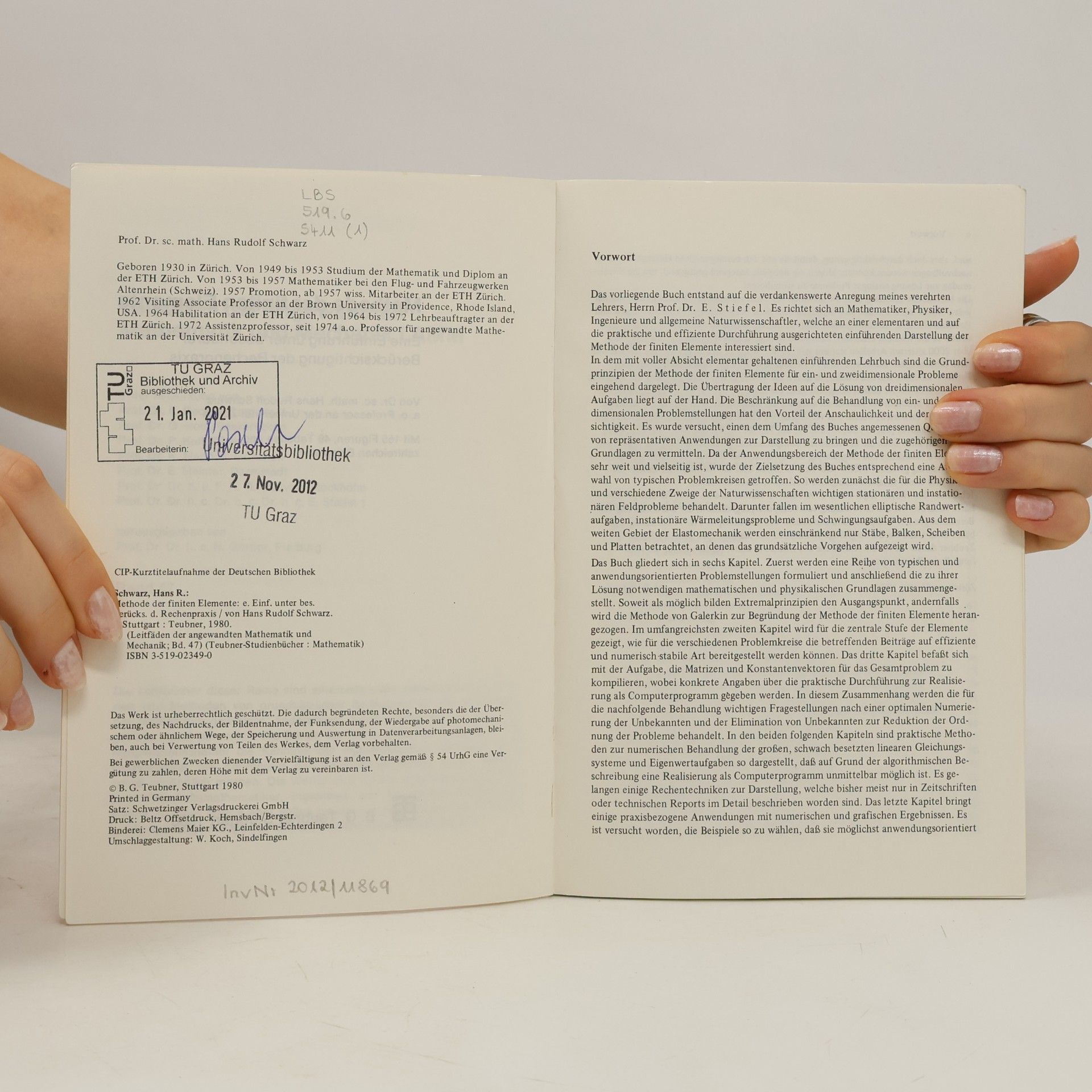 Hans Rudolf Schwarz Leitfäden der angewandten Mathematik und Mechanik: Methode der finiten Elemente