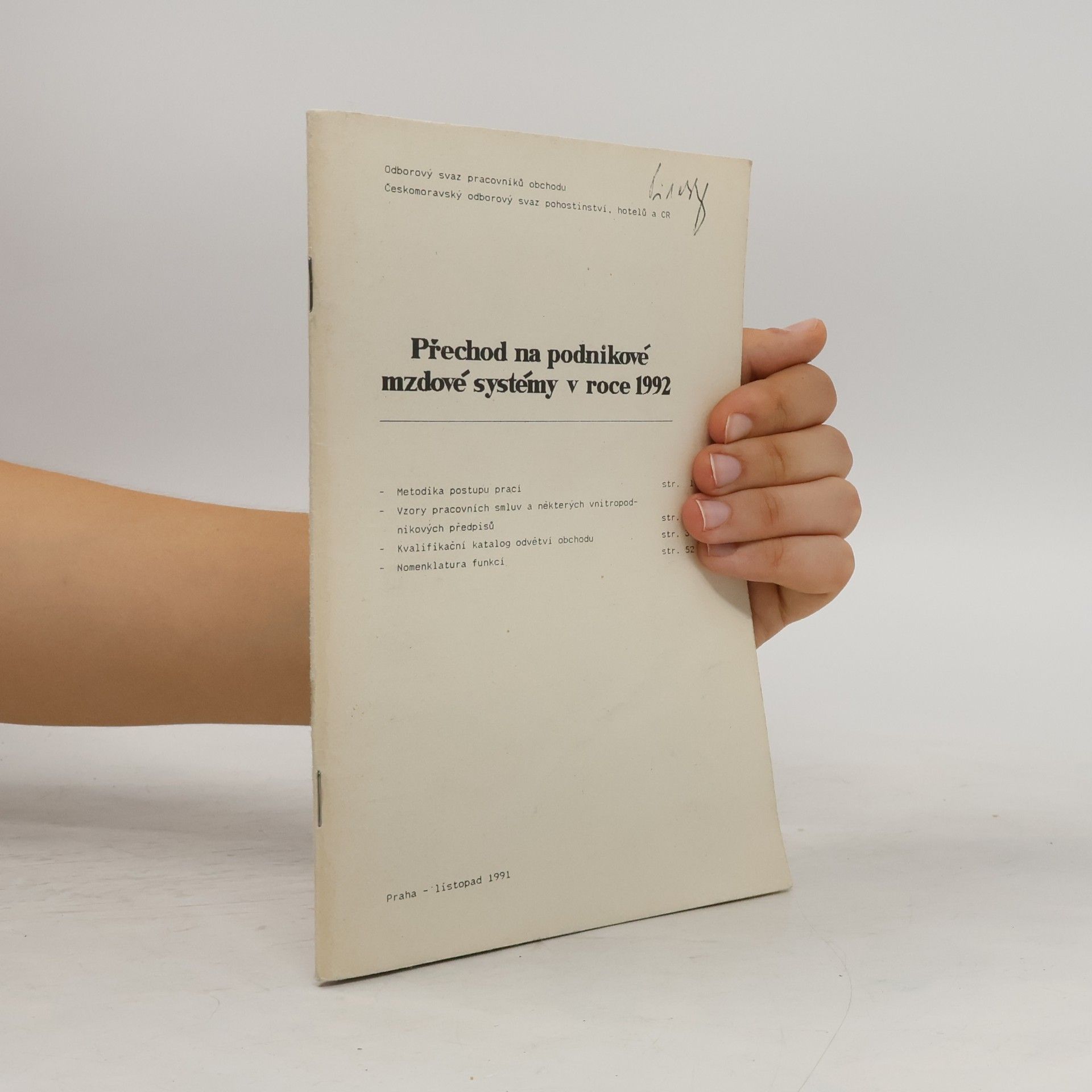 kolektiv Přechod na podnikové mzdové systémy v roce 1992