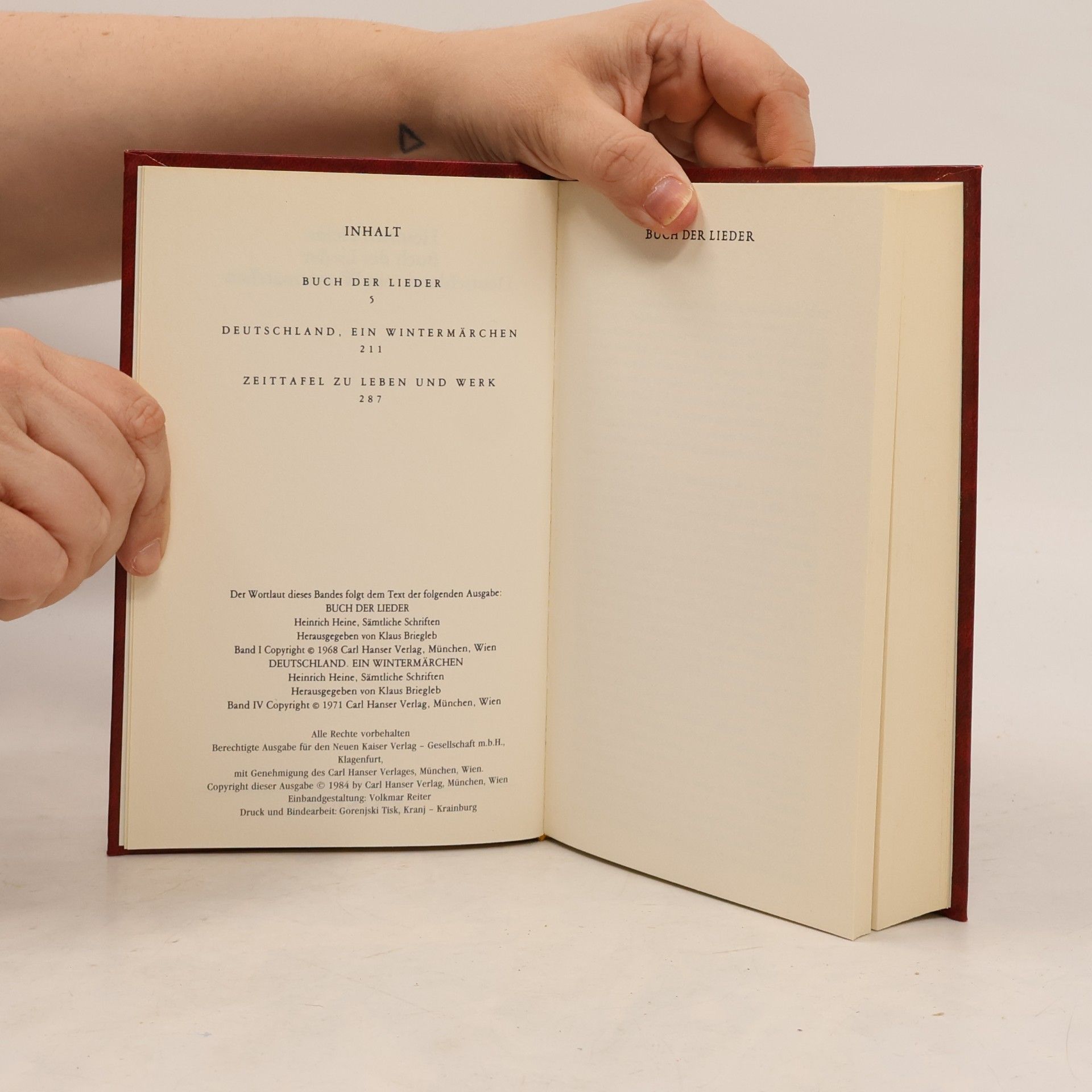 Heinrich Heine Buch der Lieder. Deutschland, ein Wintermärchen