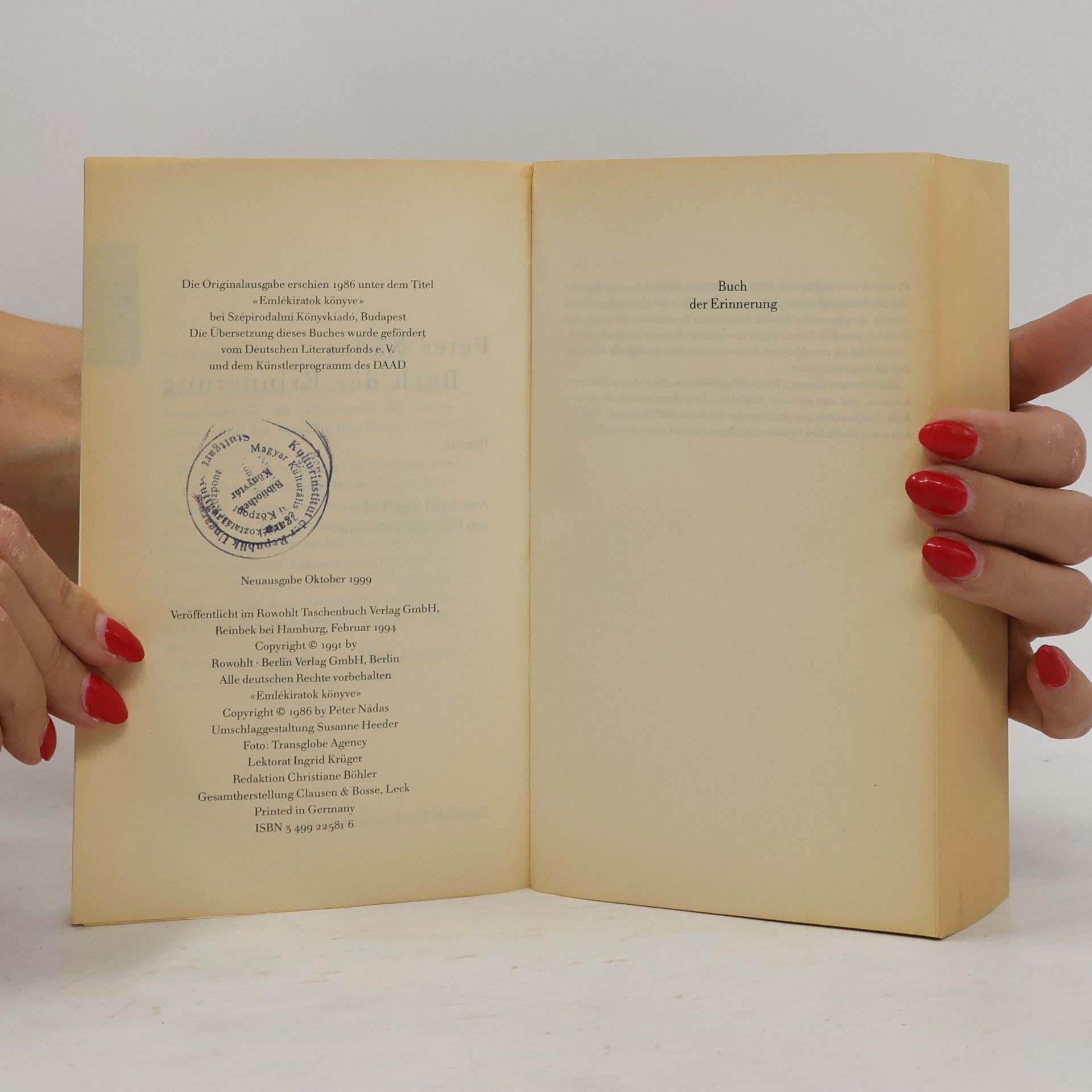Péter Nádas Buch der Erinnerung