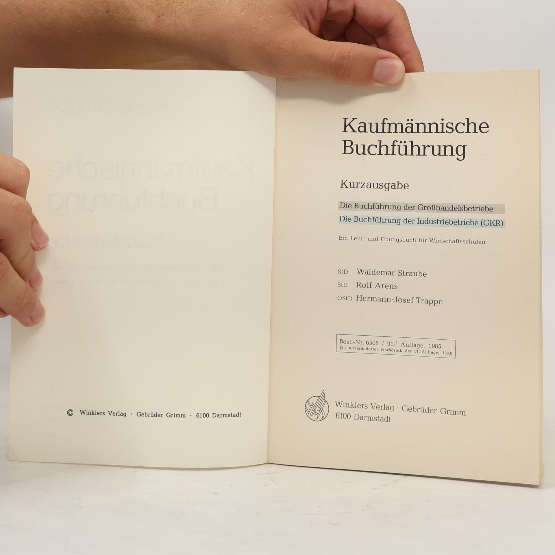Waldemar Straube Kaufmännische Buchführung, Kurzausgabe