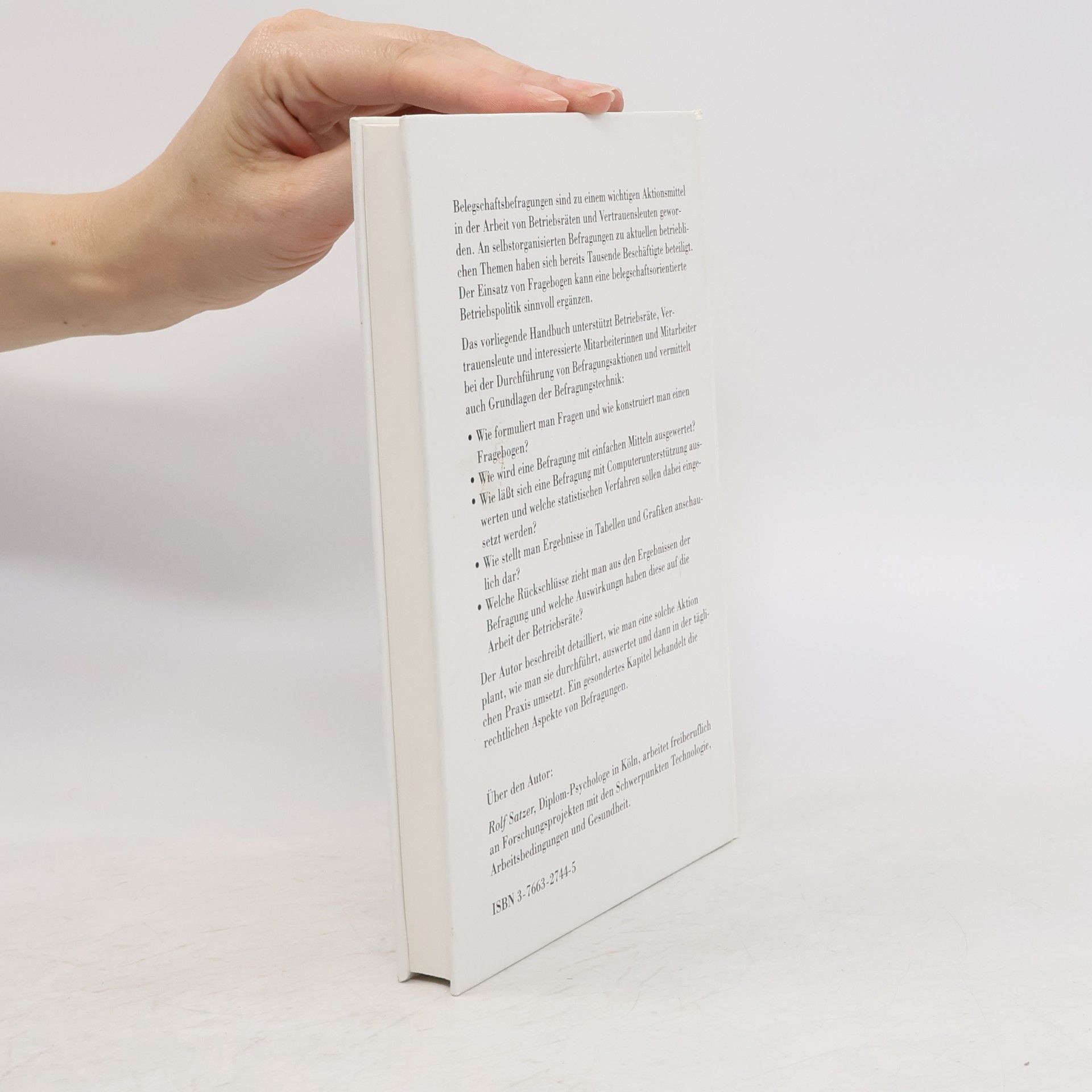 Rolf Satzer Handbücher für den Betriebsrat - 26: Handbuch Belegschaftsbefragungen