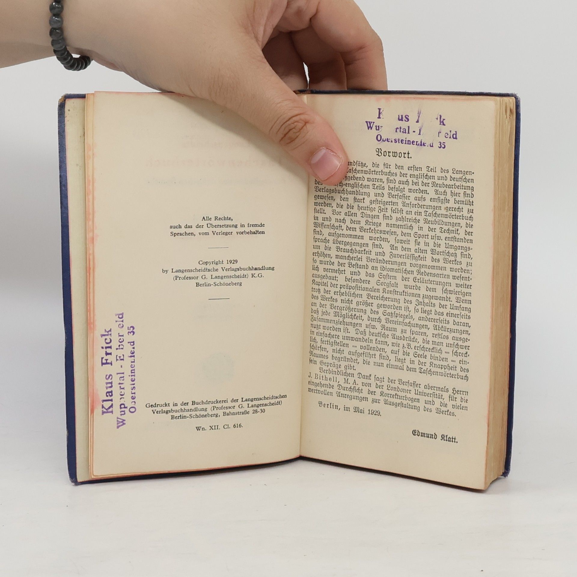 Edmunt Klatt Langenscheidts Taschenwörterbuch 2. Deutsch-English