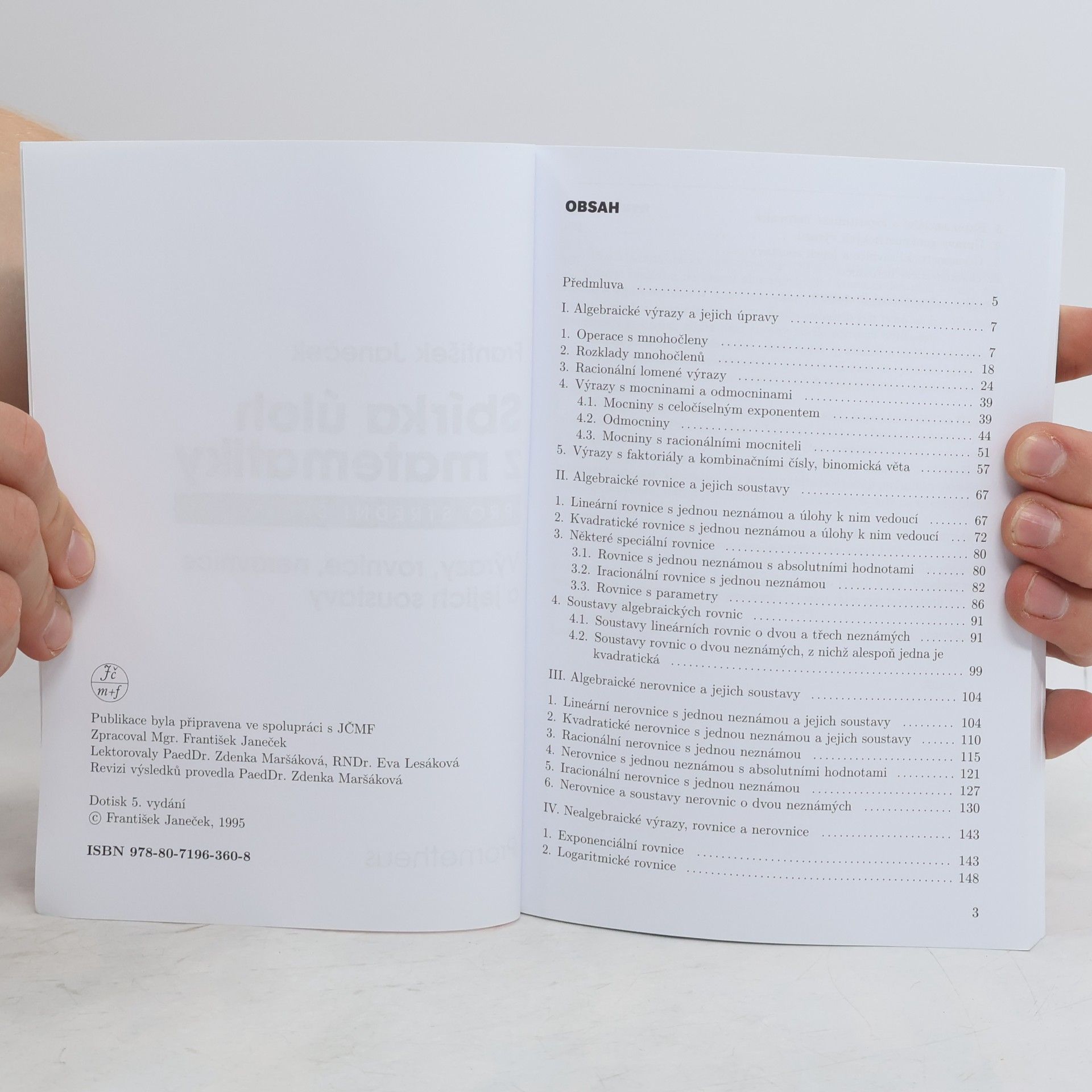 František Janeček Sbírka úloh z matematiky pro střední školy