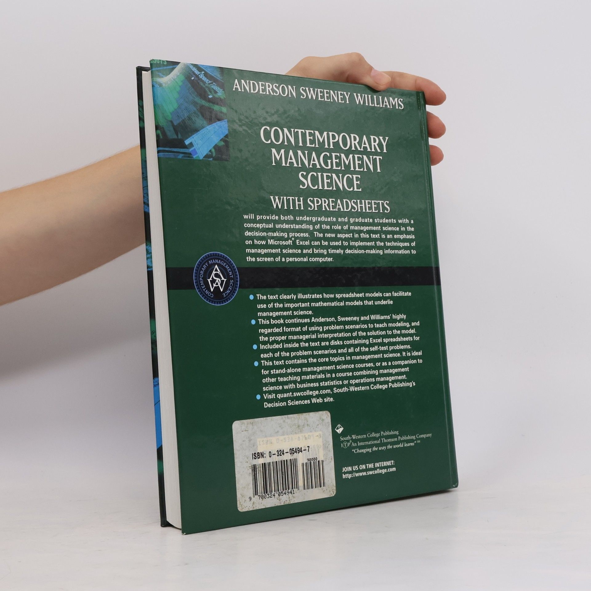 David R. Anderson Contemporary Management Science with Spreadsheets