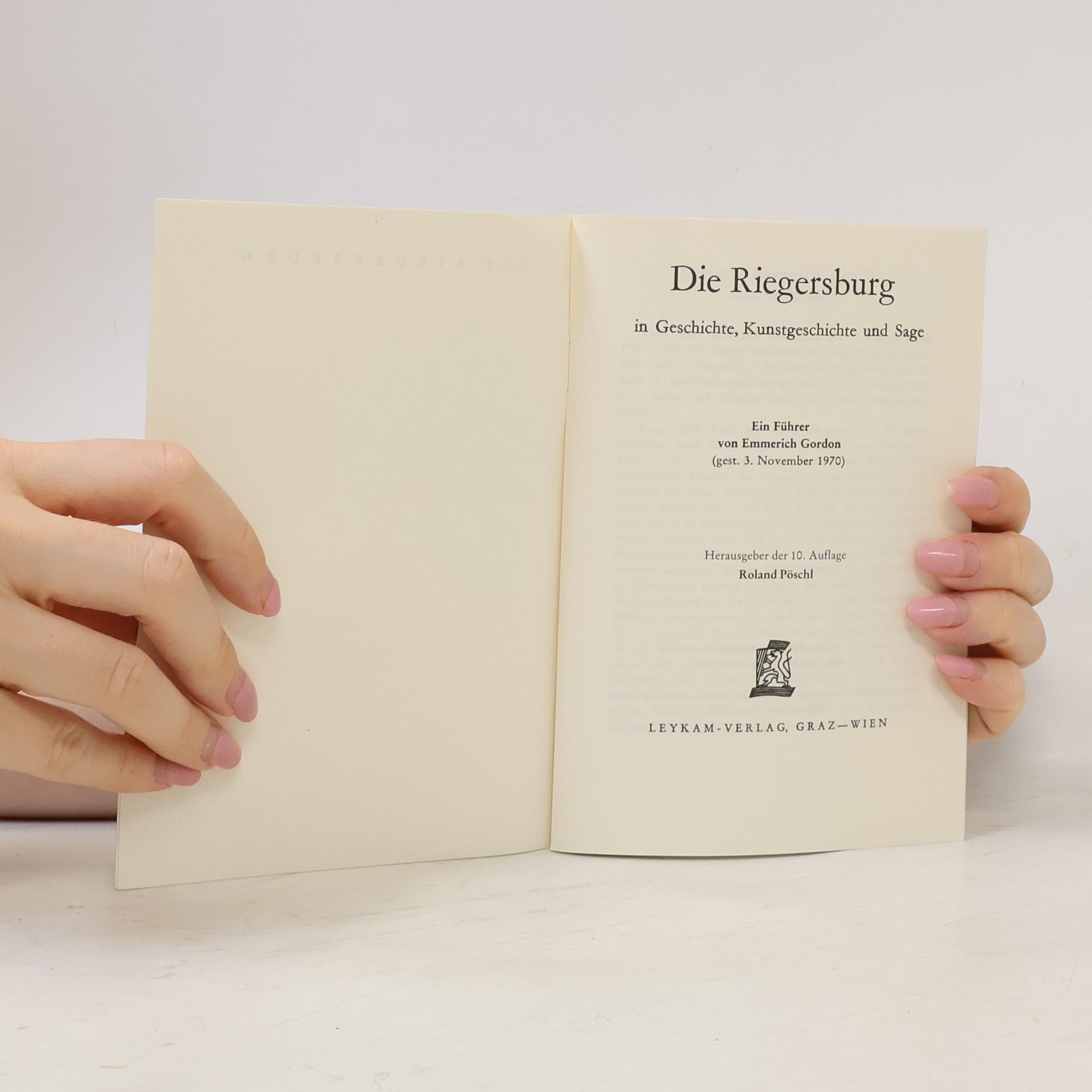 Emmerich Gordon Die Riegersburg in Geschichte, Kunstgeschichte und Sage Ein Führer