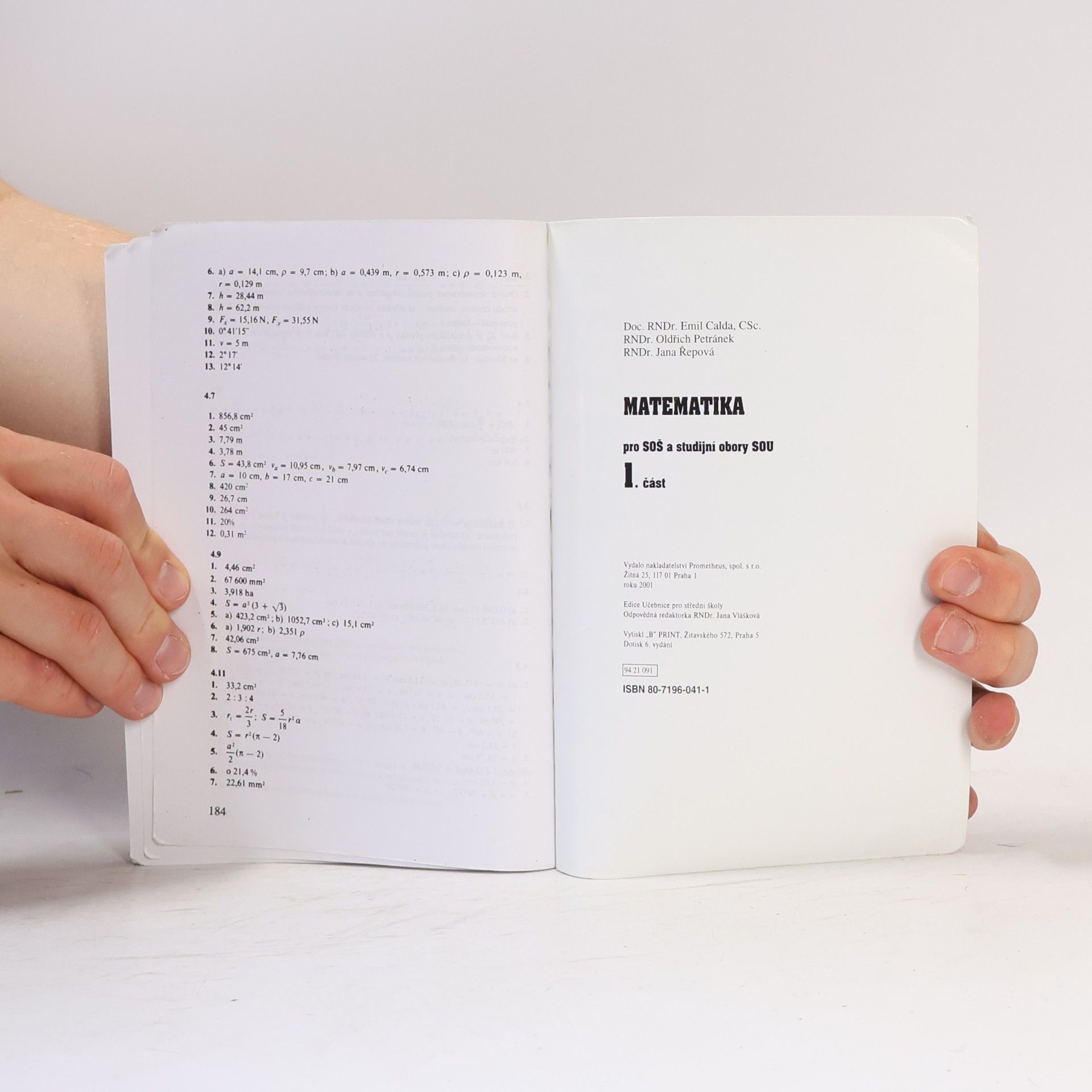 Emil Calda Matematika pro střední odborné školy a studijní obory středních odborných učilišť 1. část