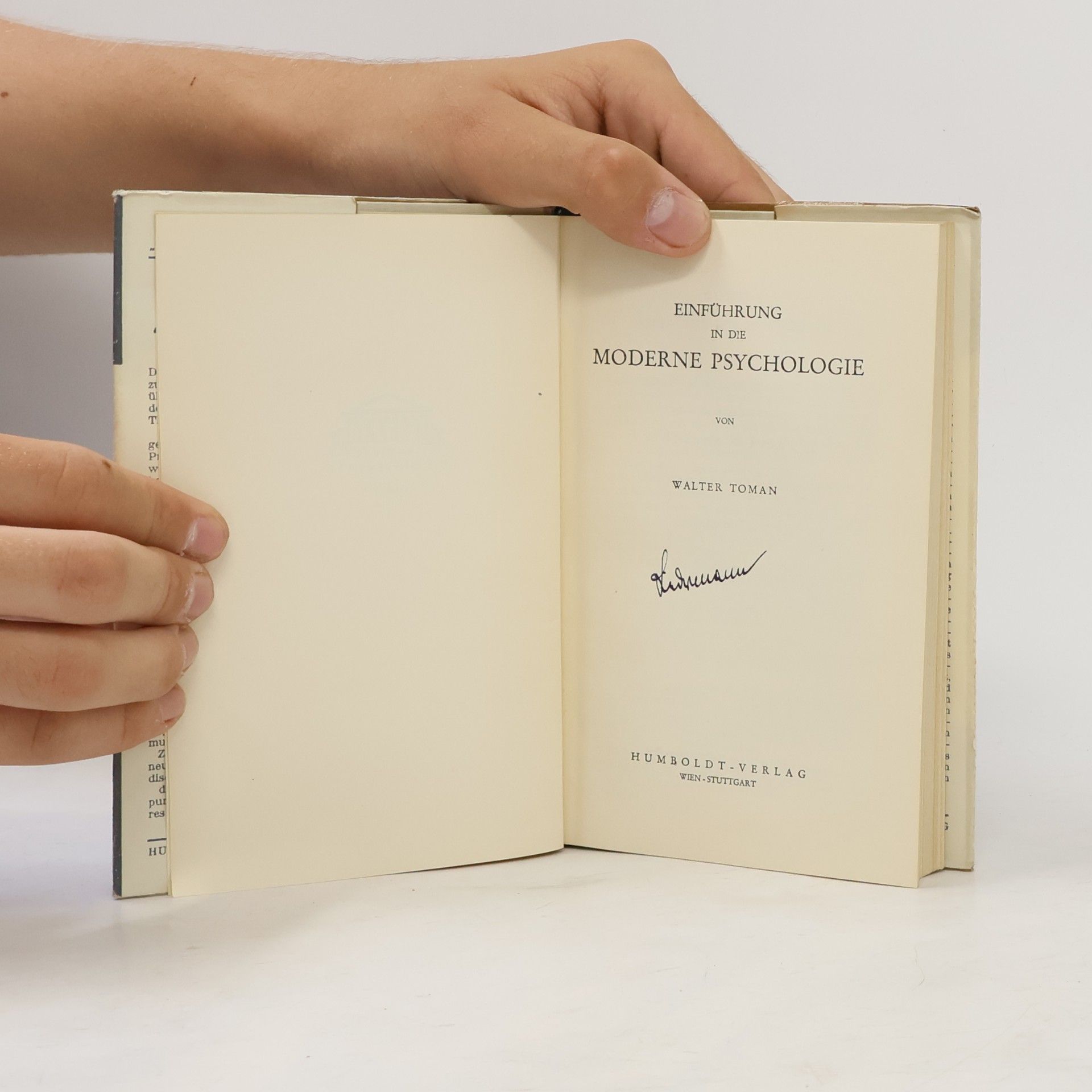 Walter Toman Einführung in die moderne Psychologie