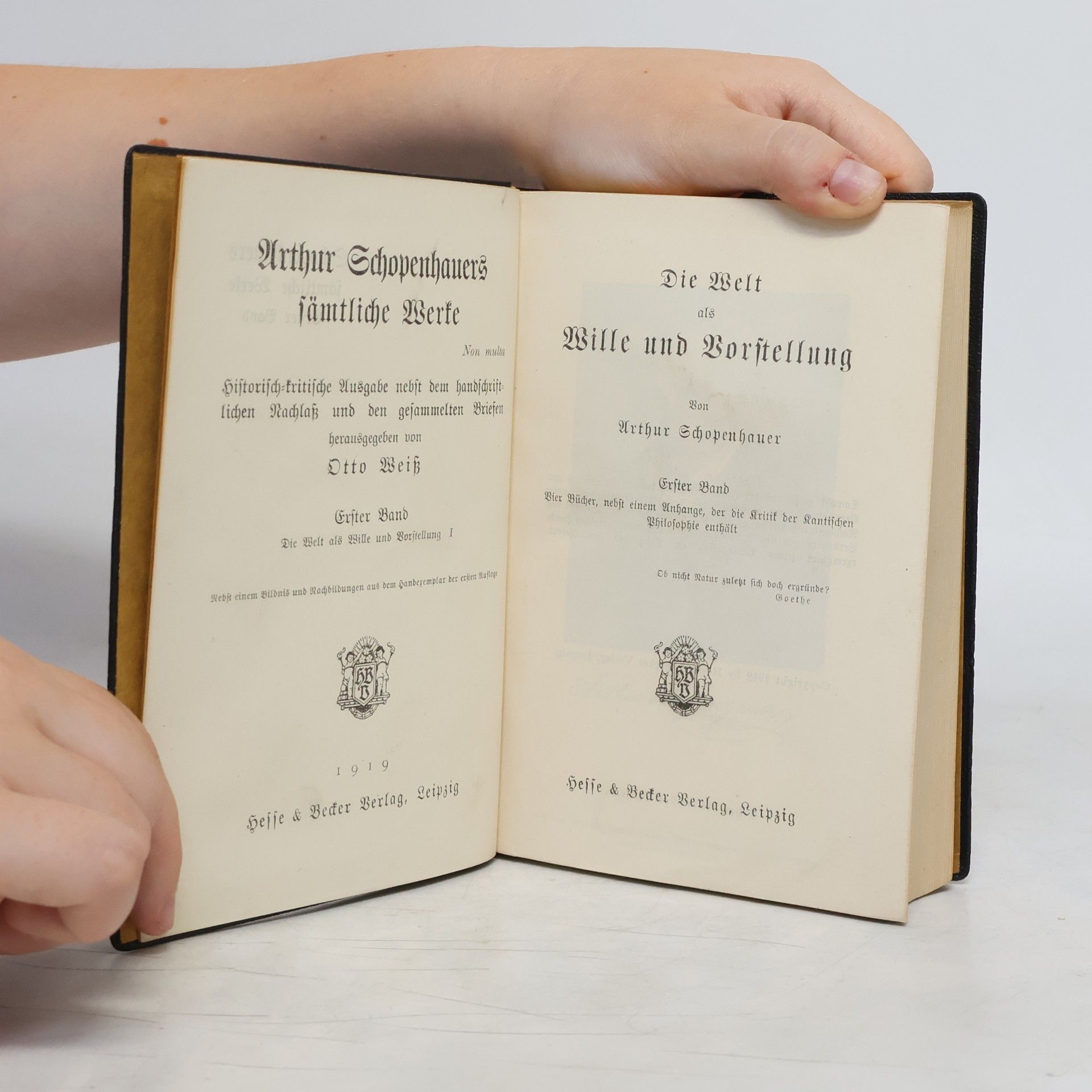 Arthur Schopenhauer Die Welt als Wille und Vorstellung