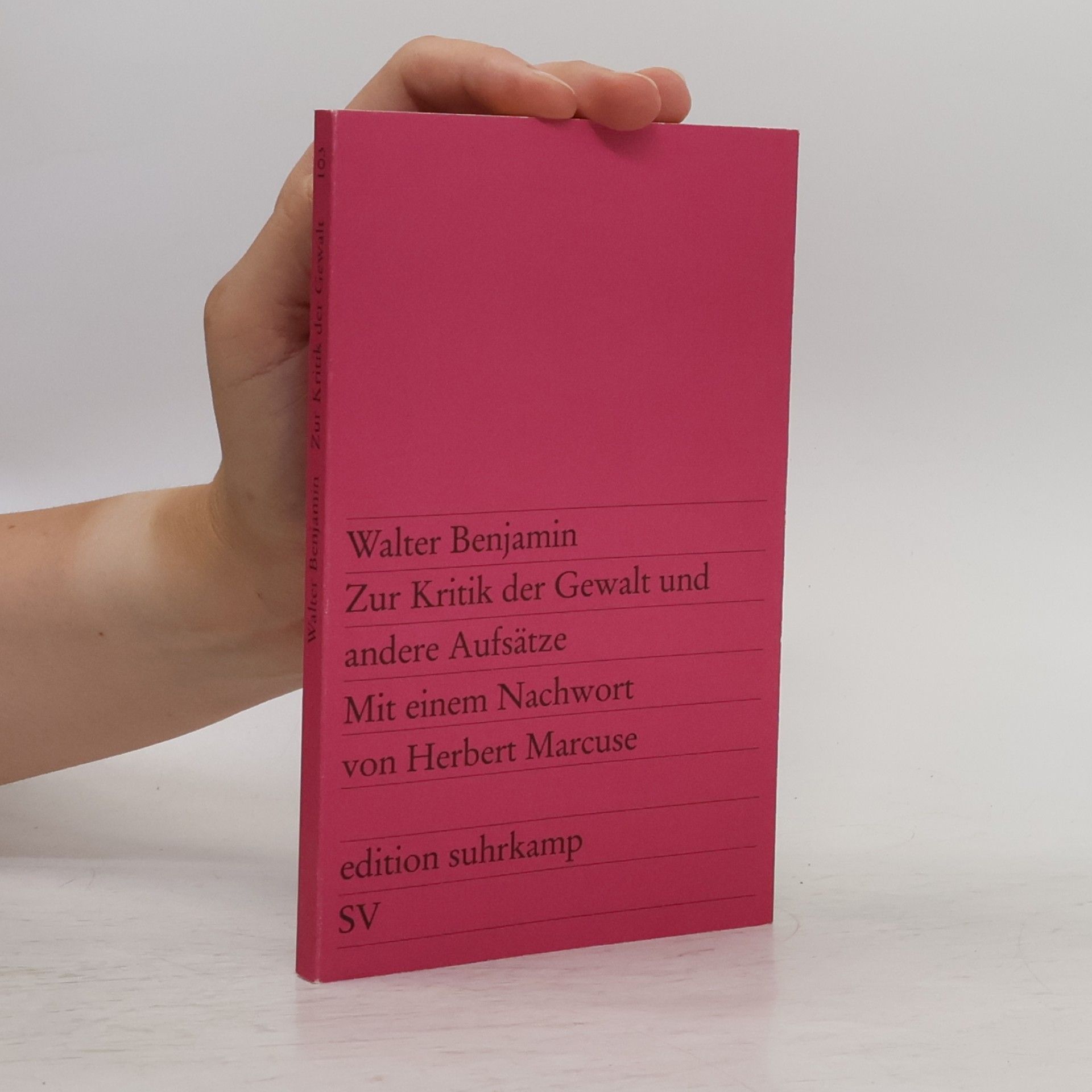 Walter Benjamin Zur Kritik der Gewalt und andere Aufsätze