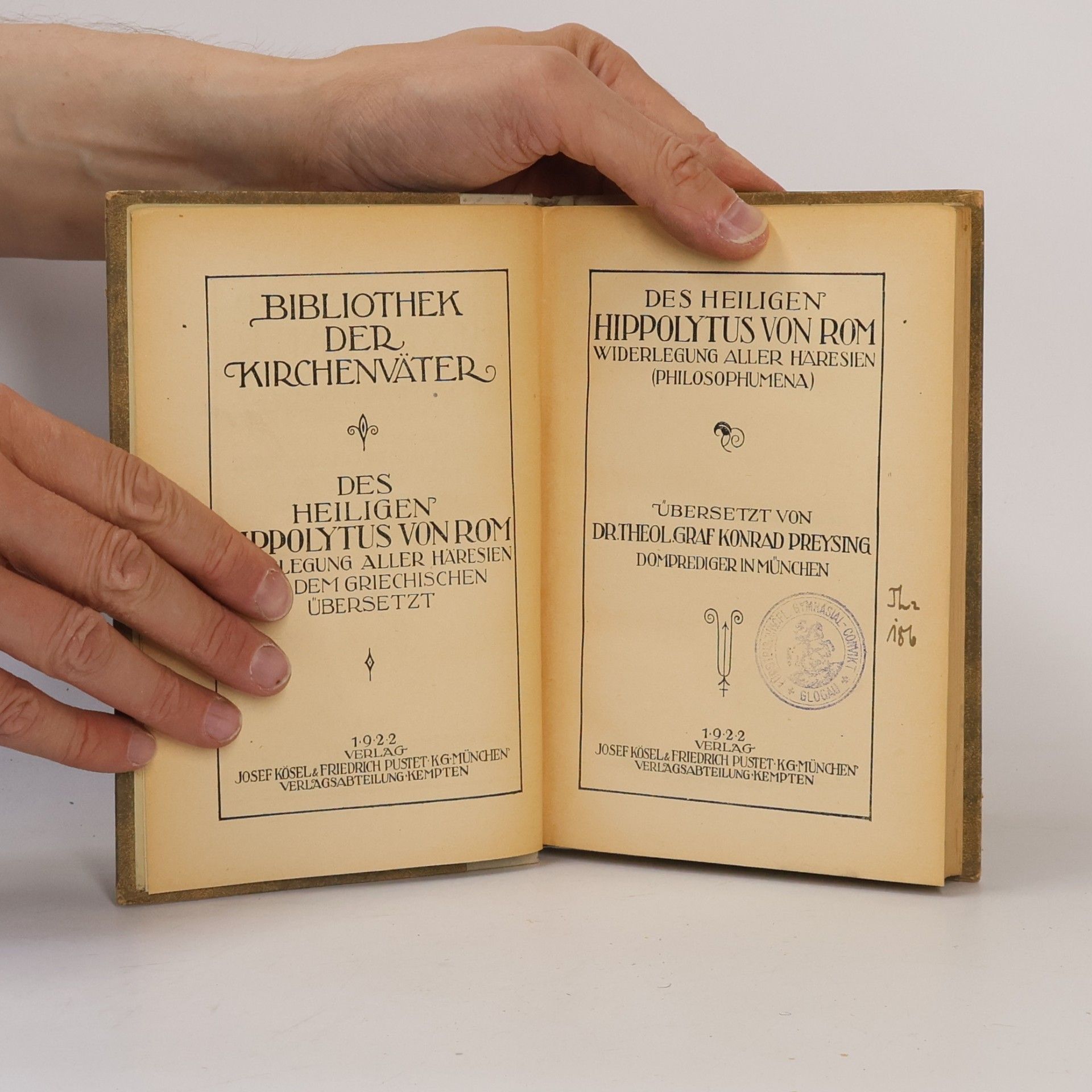 Konrad Preysing Des heiligen Hippolytus von Rom Widerlegung aller Häresien (Philosophumena)