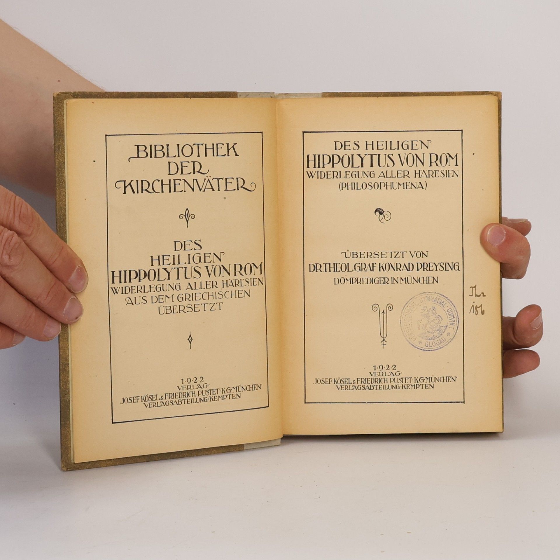 Konrad Preysing Des heiligen Hippolytus von Rom Widerlegung aller Häresien (Philosophumena)