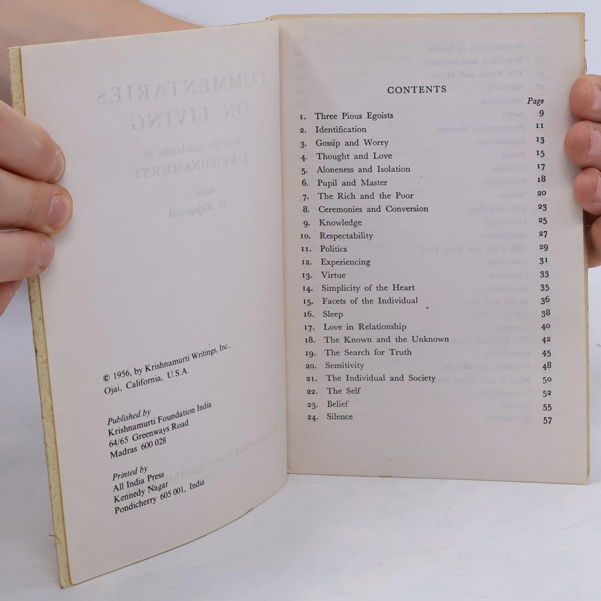 Jiddu Krishnamurti Commentaries on Living