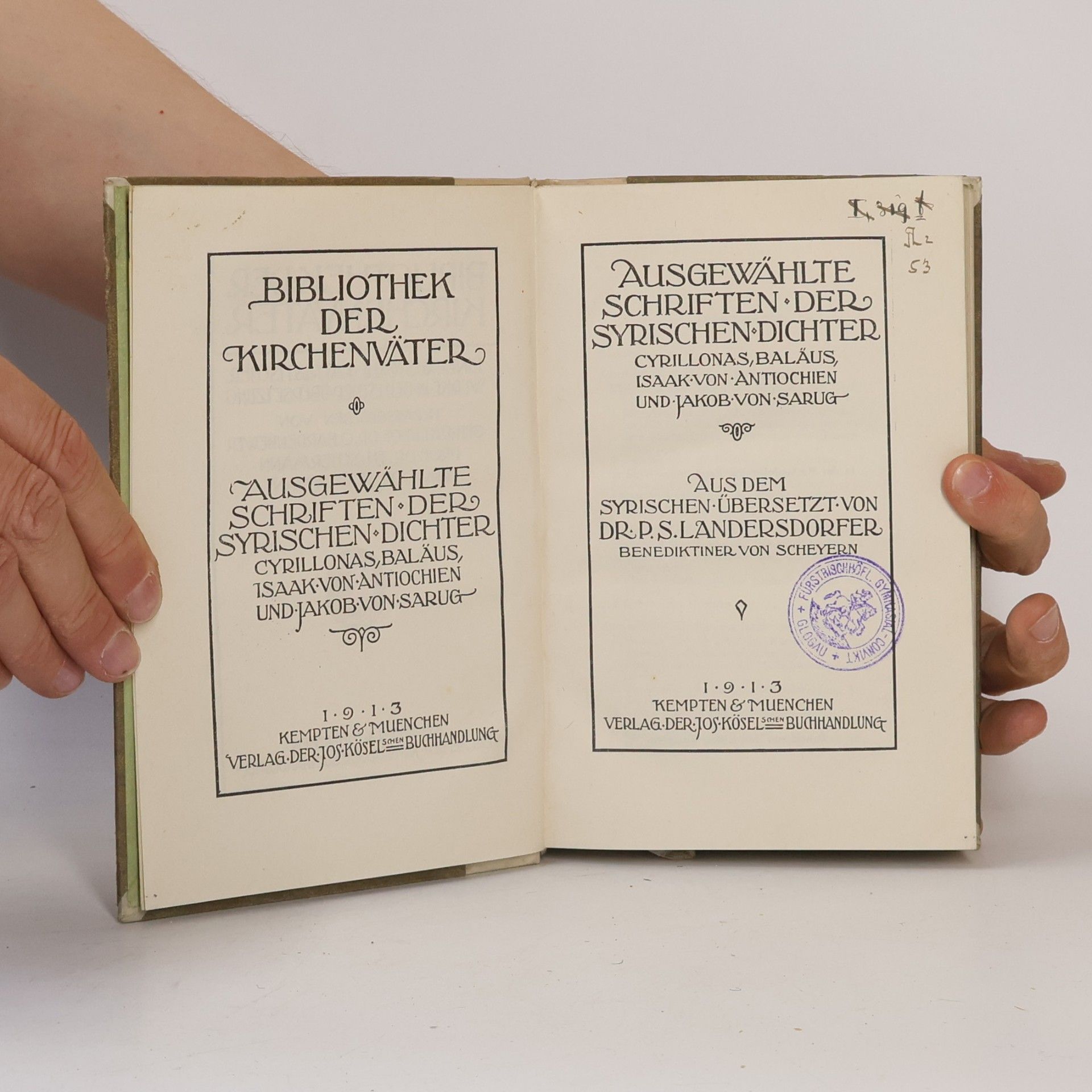 Cyrillonas Ausgewählte Schriften der Syrischen Dichter