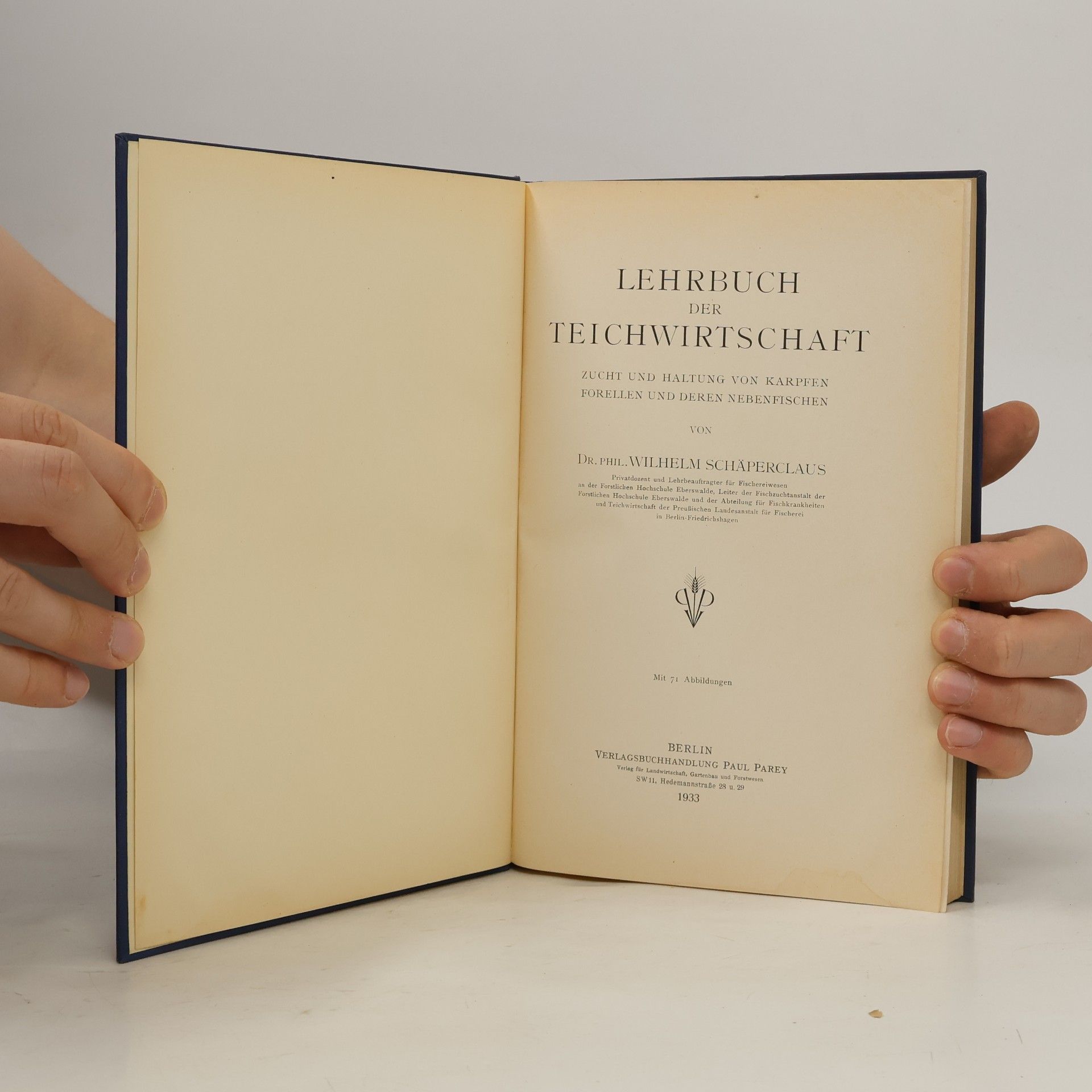 Wilhelm Schäperclaus Lehrbuch der Teichwirtschaft