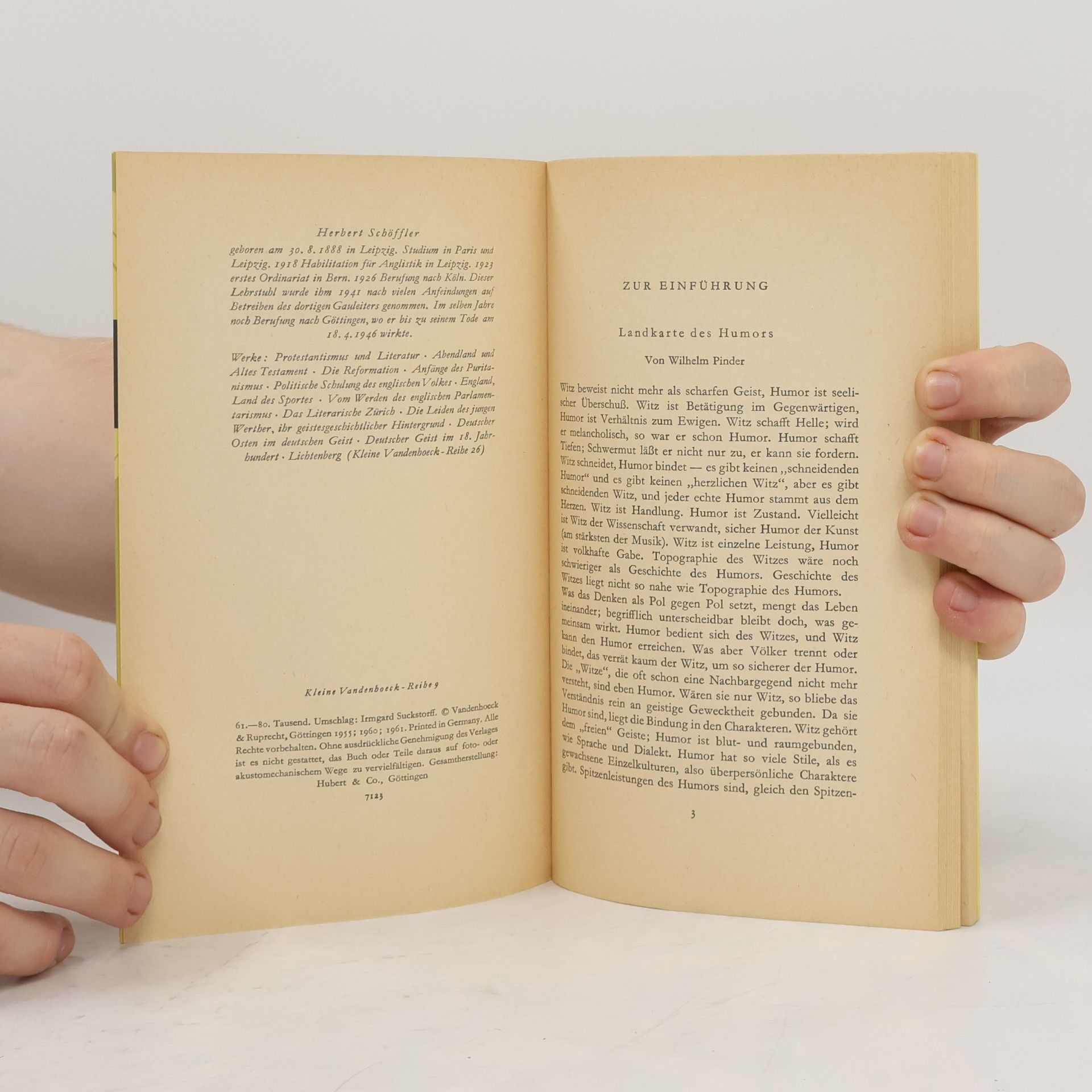 Herbert Schöffler Kleine Geographie des deutschen Witzes