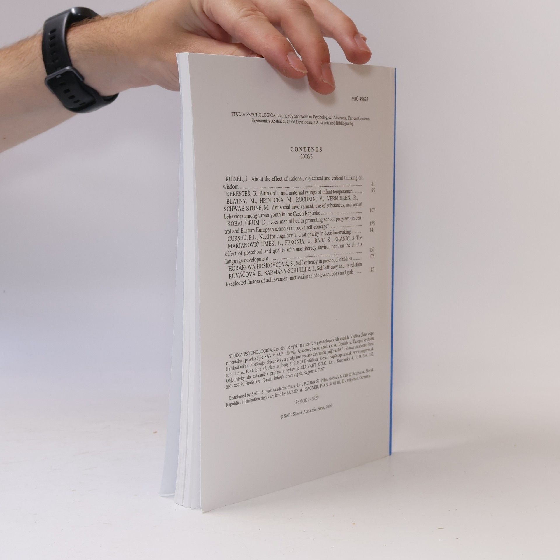 Autorenkollektiv Studia psychologica 2006/2