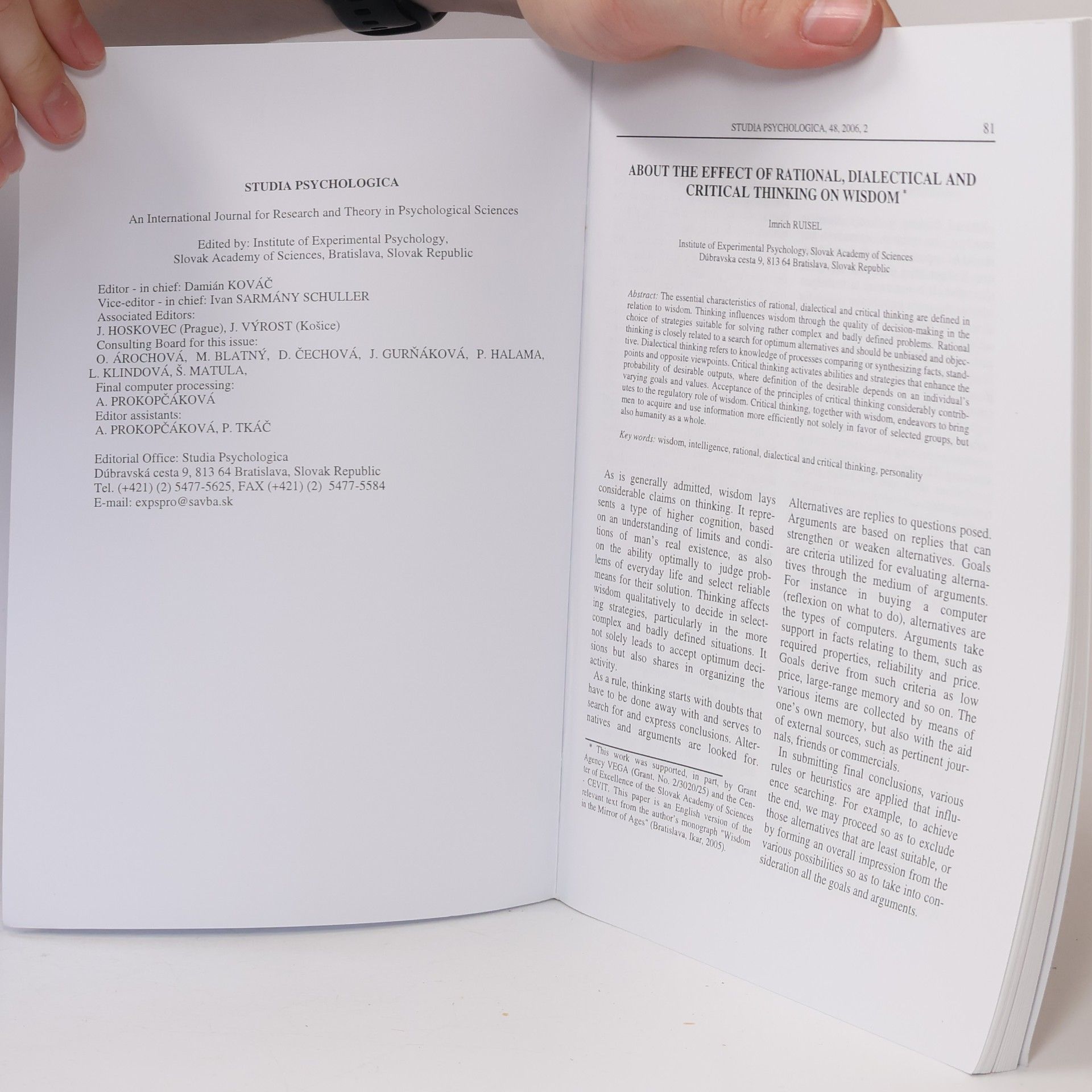 Autorenkollektiv Studia psychologica 2006/2