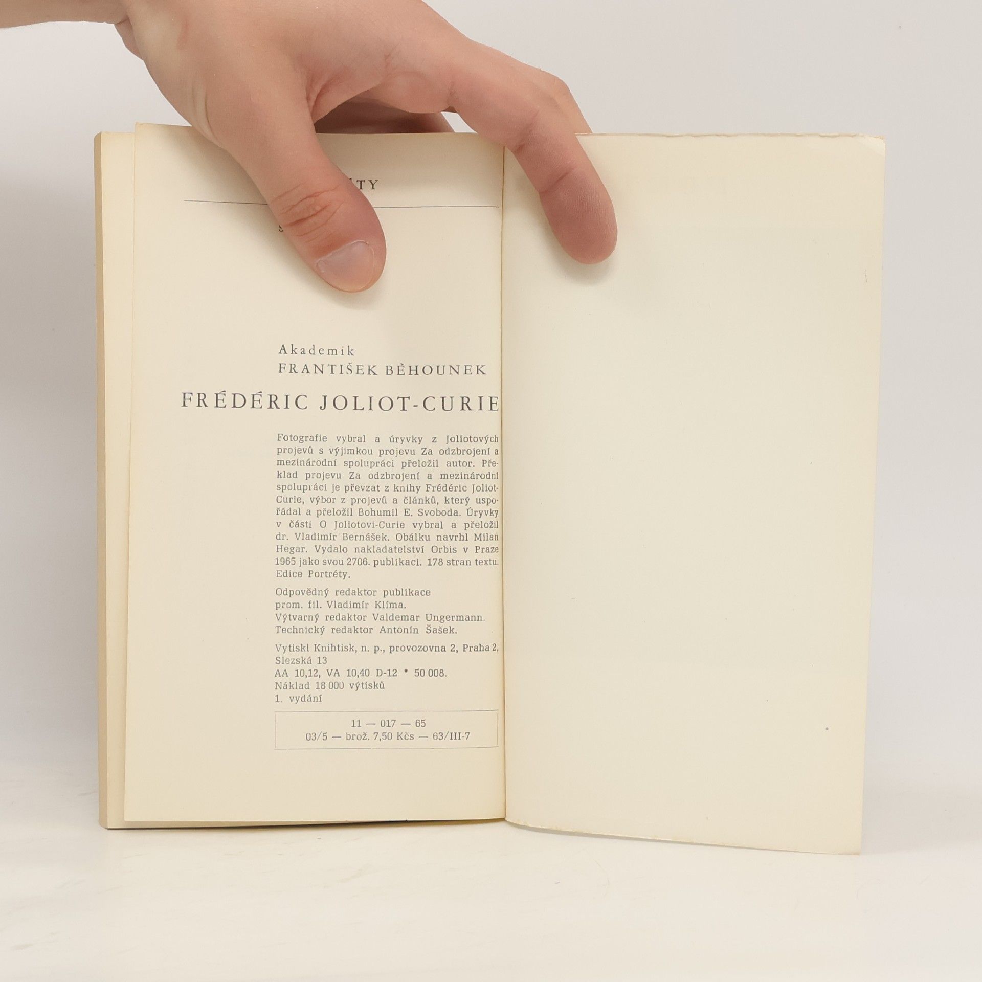 František Běhounek Portréty. Frédéric Joliot-Curie