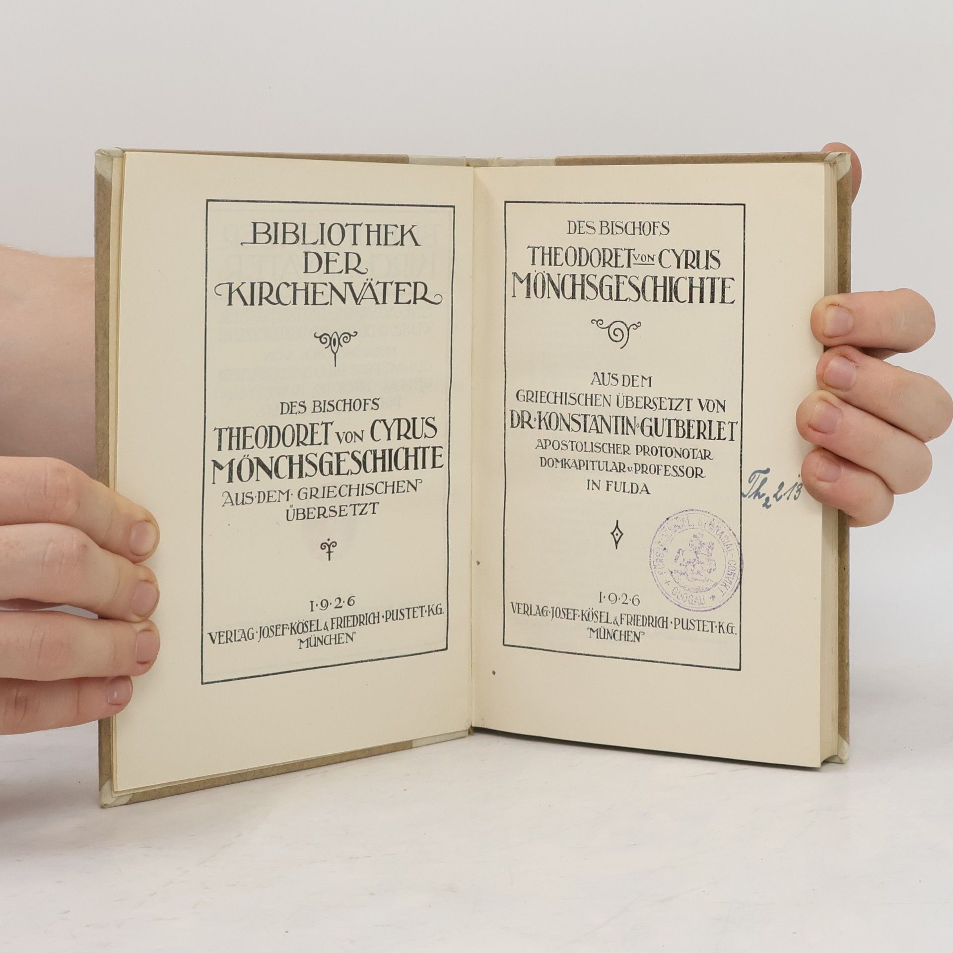 Theodoret von Cyrus Des Bischofs Theodoret von Cyrus Kirchengeschichte I.