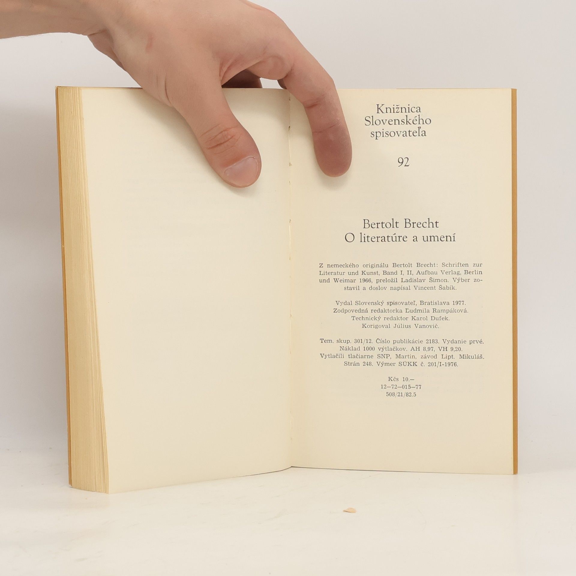 Bertolt Brecht O literatúre a umení