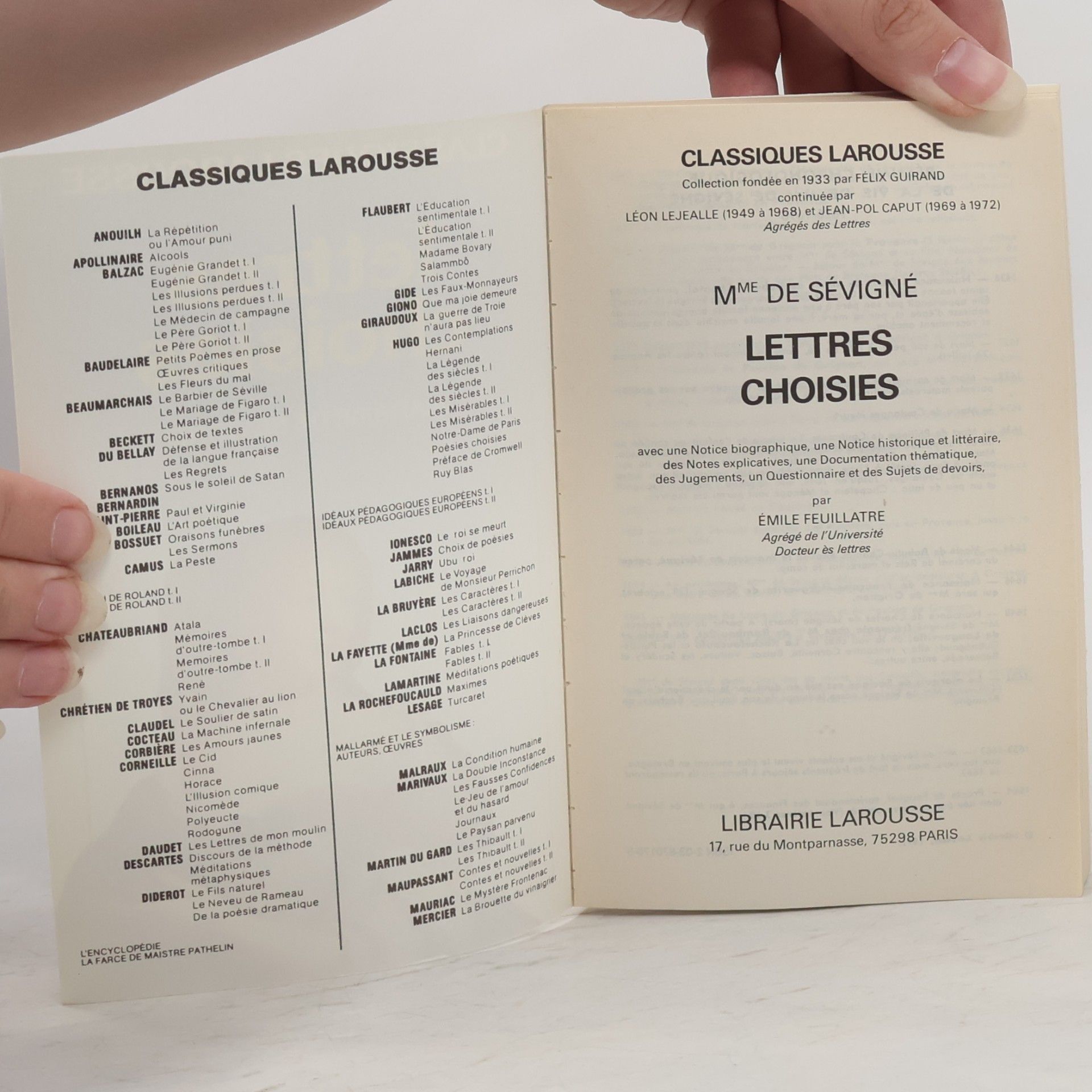 Madame de Sévigné Classiques Larousse: Lettres choisies