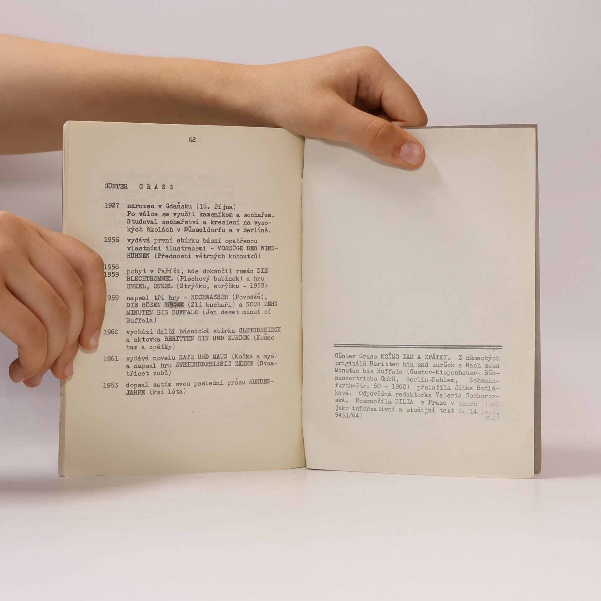 Günter Grass Koňmo tam a zpátky