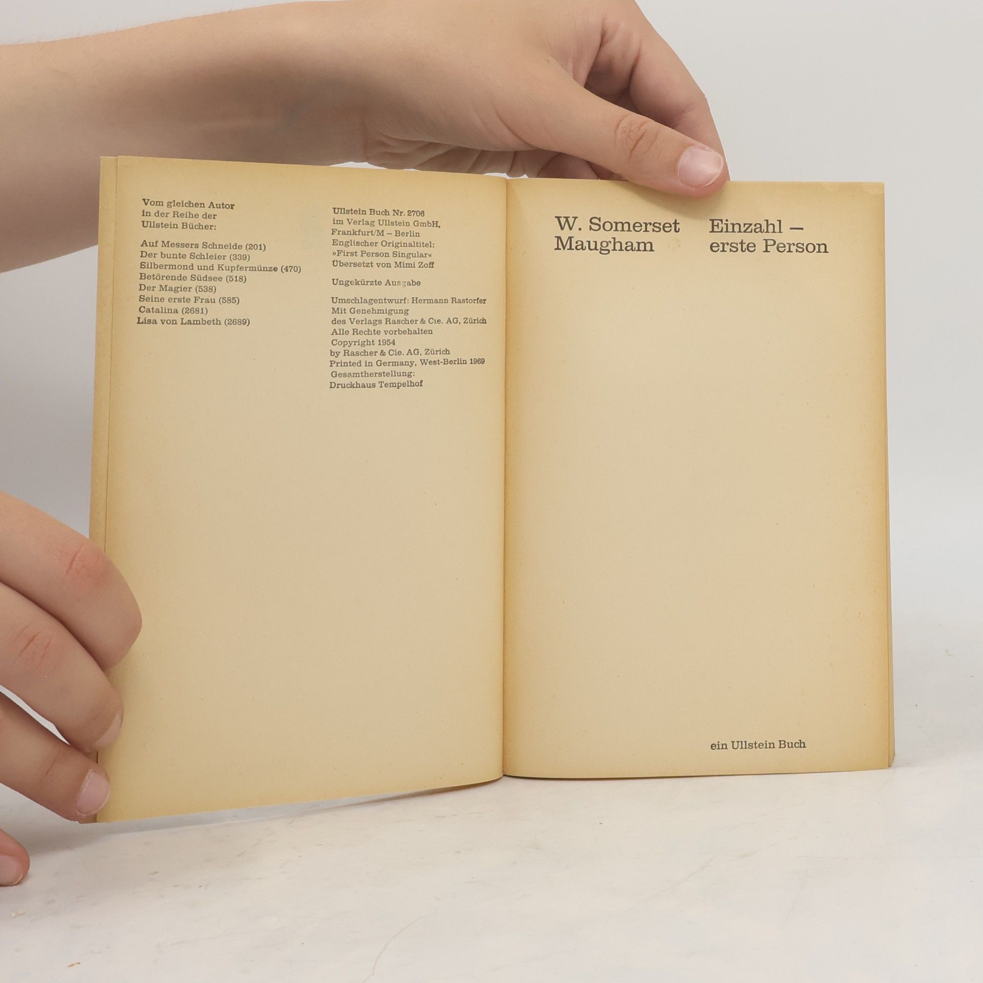 William Somerset Maugham Einzahl-erste Person