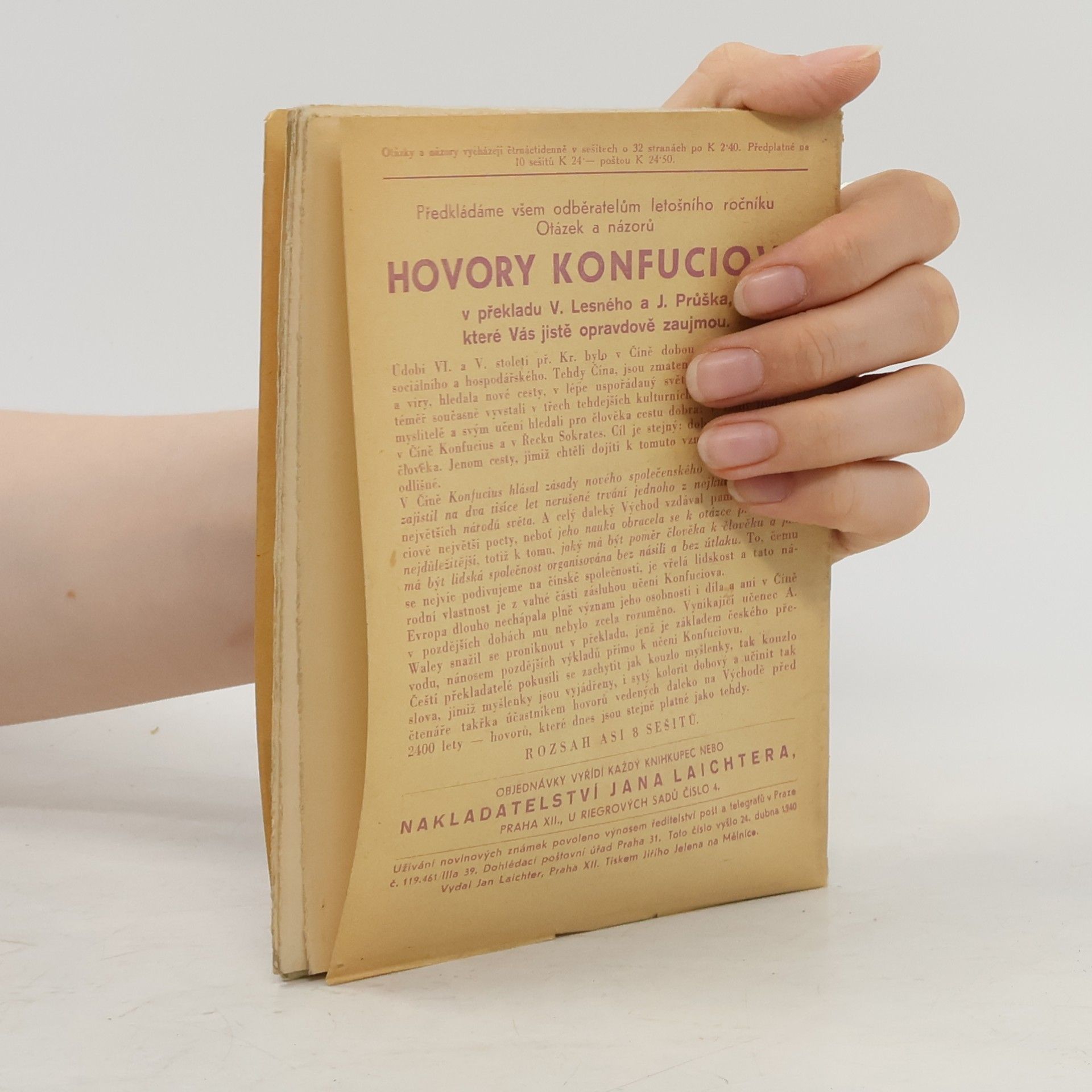 Konfucius Hovory Konfuciovy.. Ročník XXV. č. 10, sešit 1