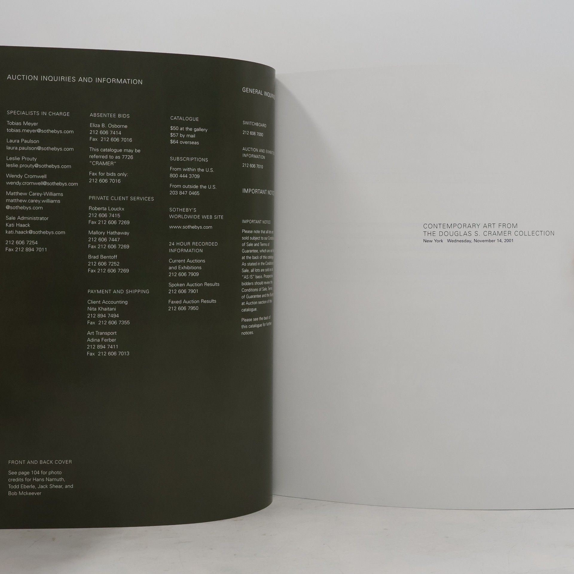 Autores varios Sotheby's. Contemporary Art. Including The Douglas S. Cramer Collection 1-2