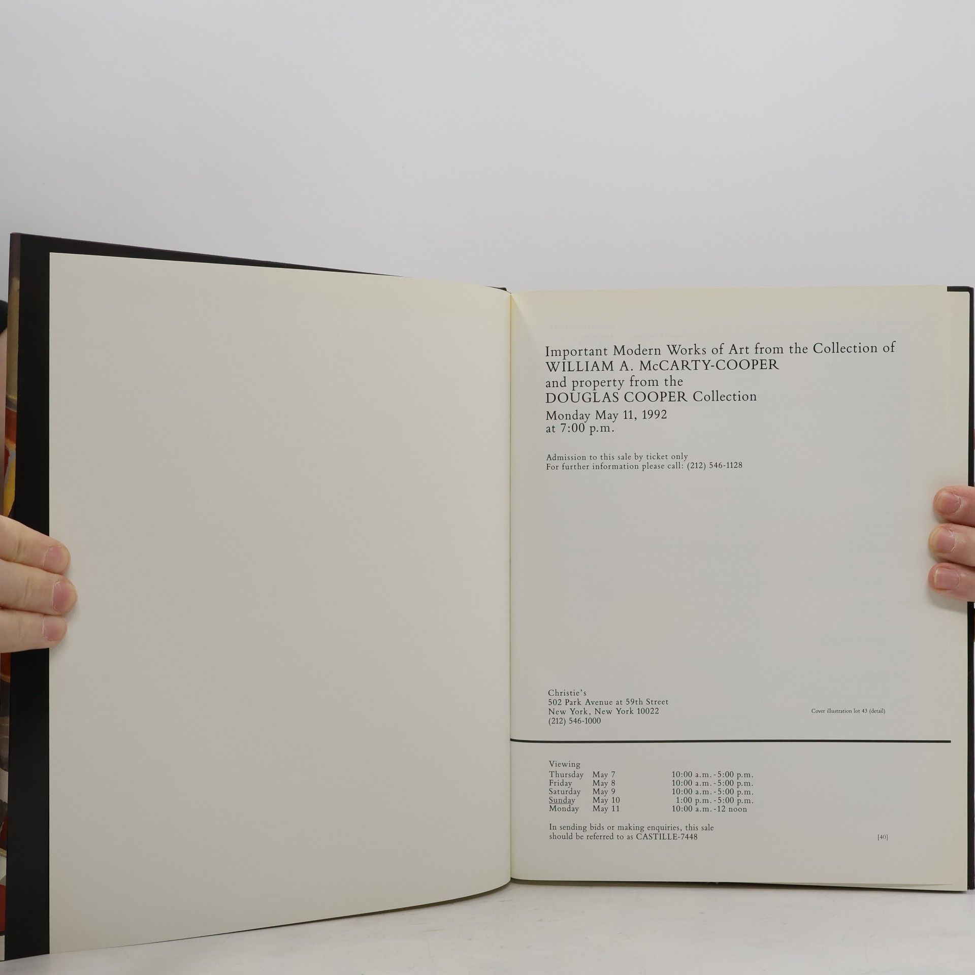 Kolektív autorov Important Modern Works of Art from the Collection of William A. McCarty-Cooper and property from the Douglas Cooper Collection