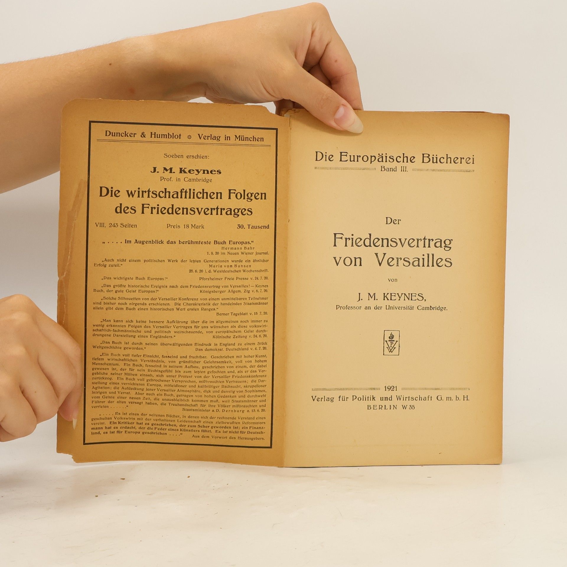 J. M. Keynes Der Friedensvertrag von Versailles
