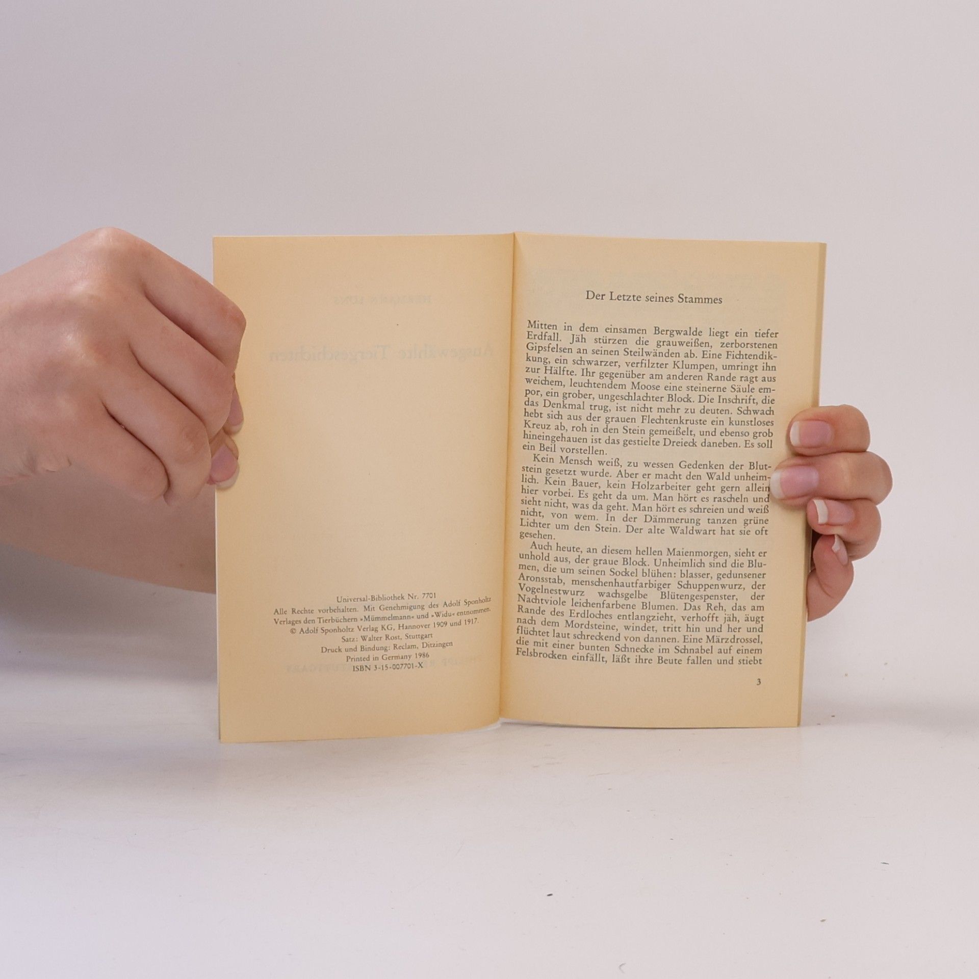 Hermann Löns Reclams Universal-Bibliothek - 7701: Ausgewählte Tiergeschichten