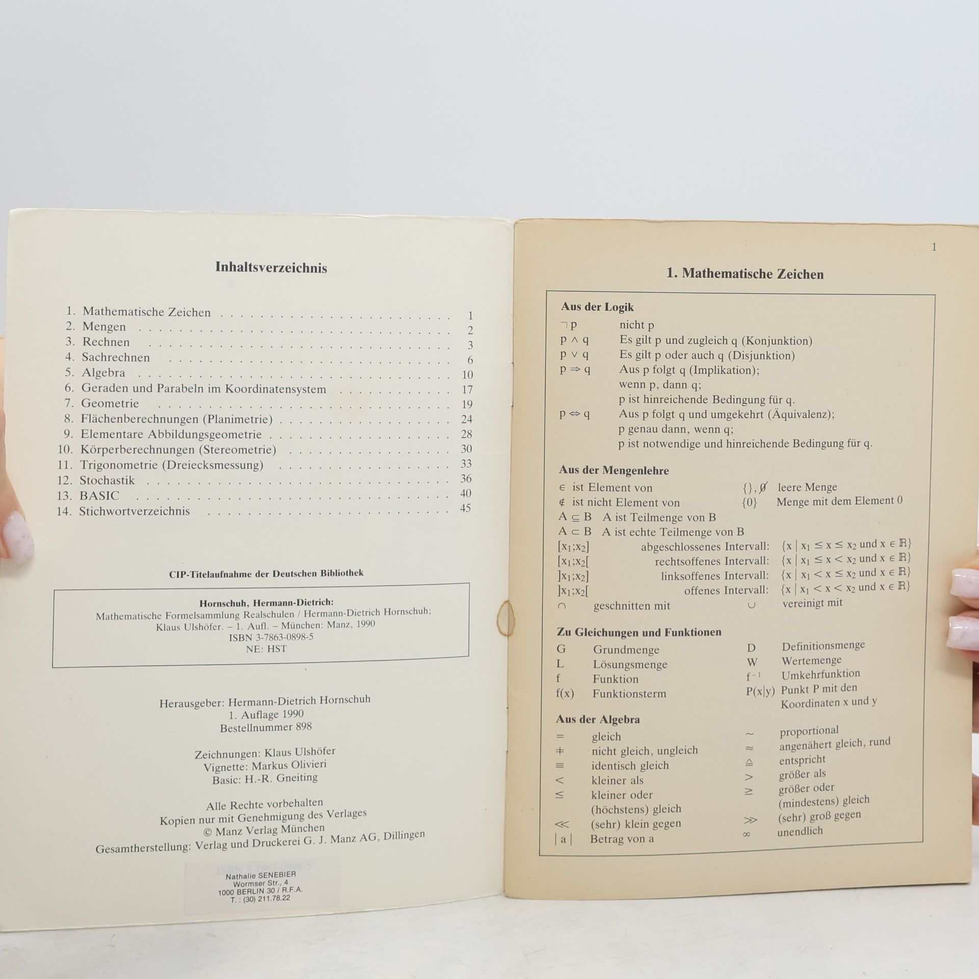 Hermann-Dietrich Hornschuh Mathematische Formelsammlung Realschule (Bundesausgabe)