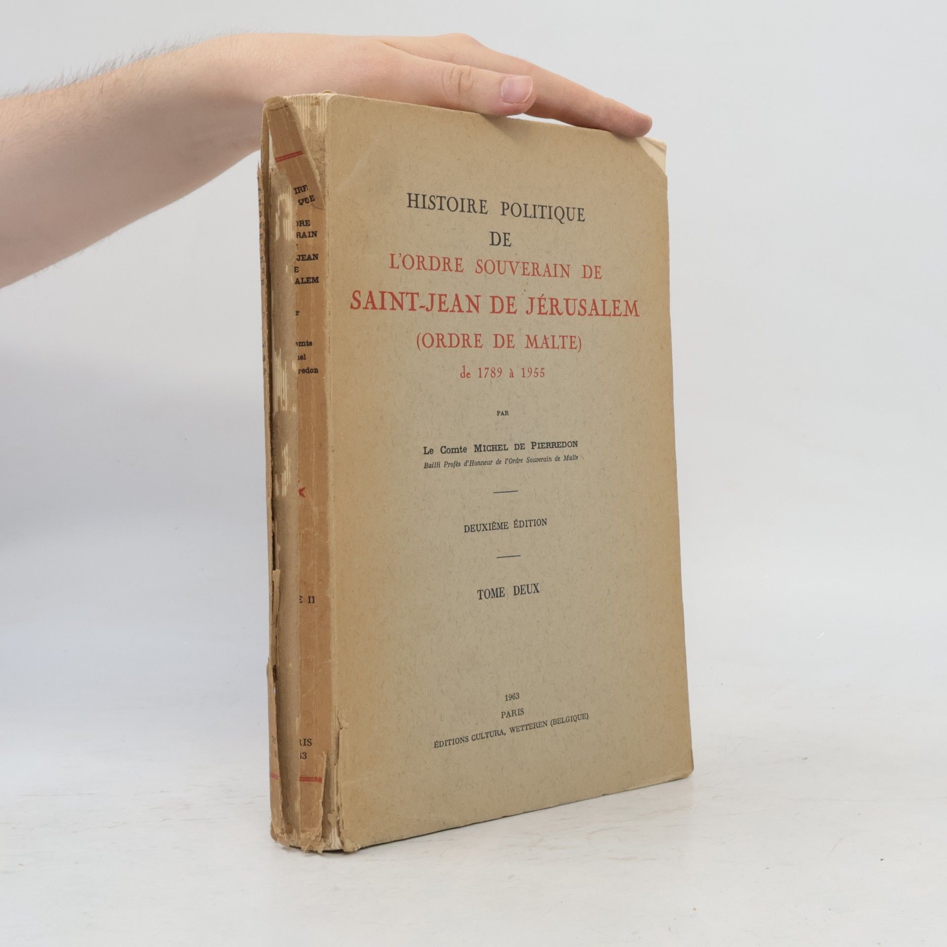 Michel de Pierredon Histoire politique de l'ordre souverain de Saint-Jean de Jérusalem