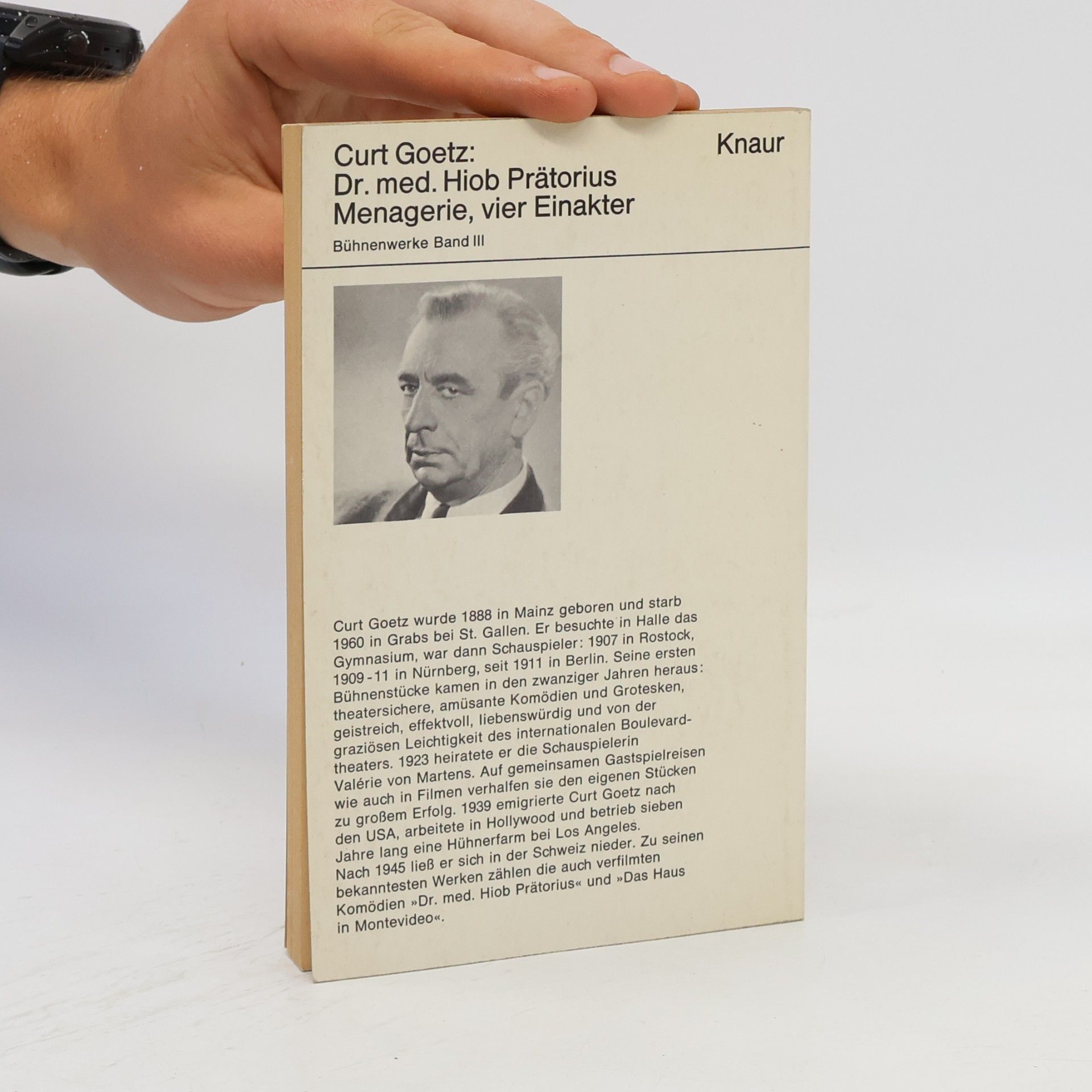 Curt Goetz Dr. med. Hiob Prätorius Menagerie, vier Einakter. Bühnenwerke Band III