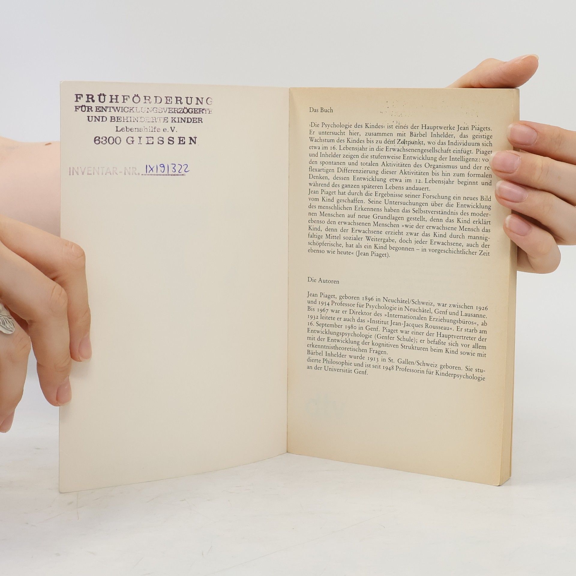 Jean Piaget Die Psychologie des Kindes