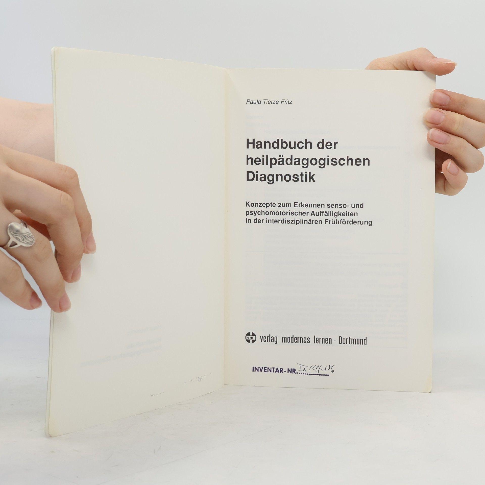 Paula Tietze-Fritz Handbuch der heilpädagogischen Diagnostik