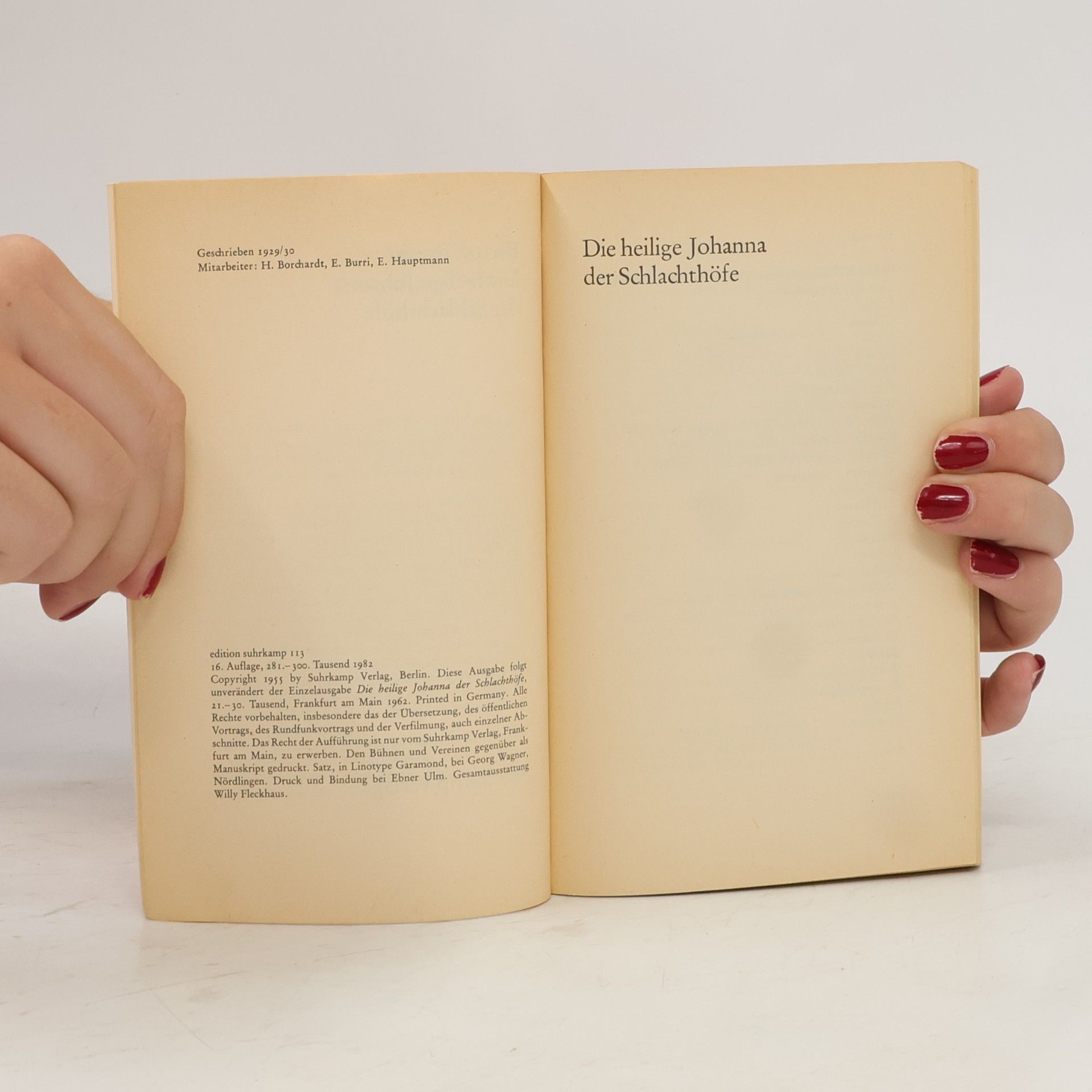 Bertolt Brecht Die heilige Johanna der Schlachthöfe
