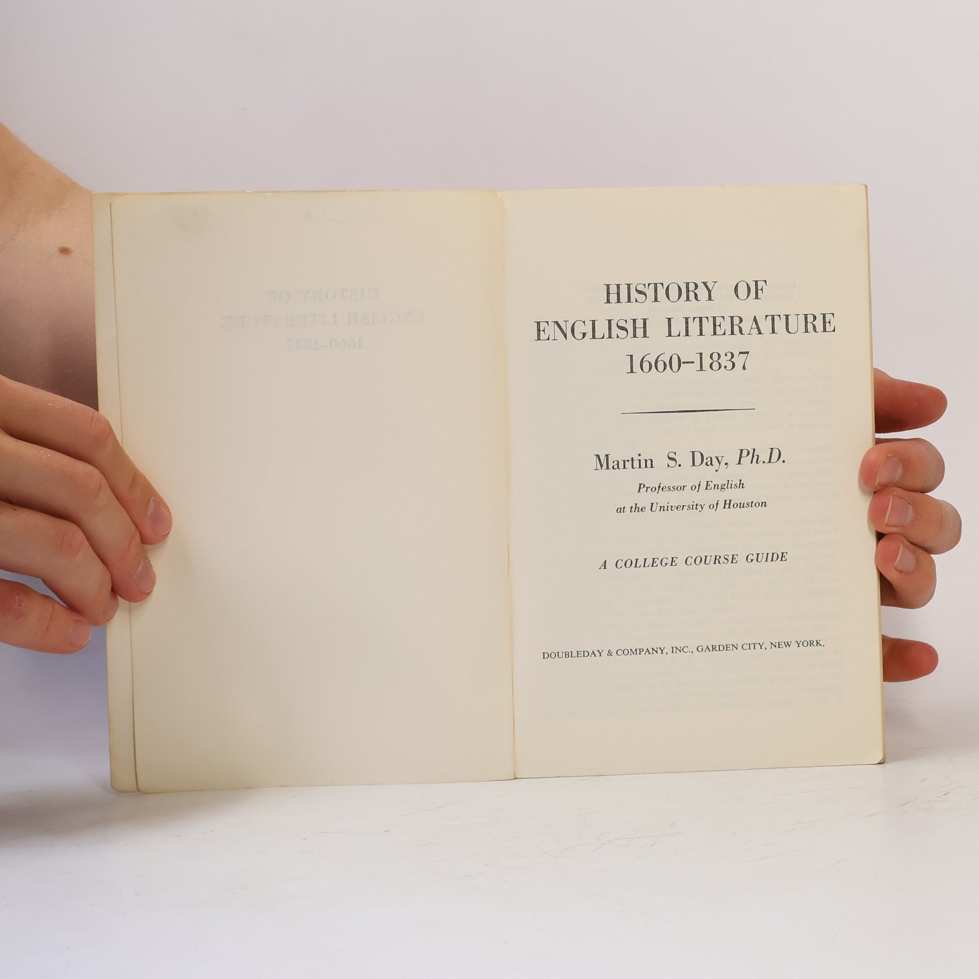 Martin S. Day History of English Literature, 1660-1837
