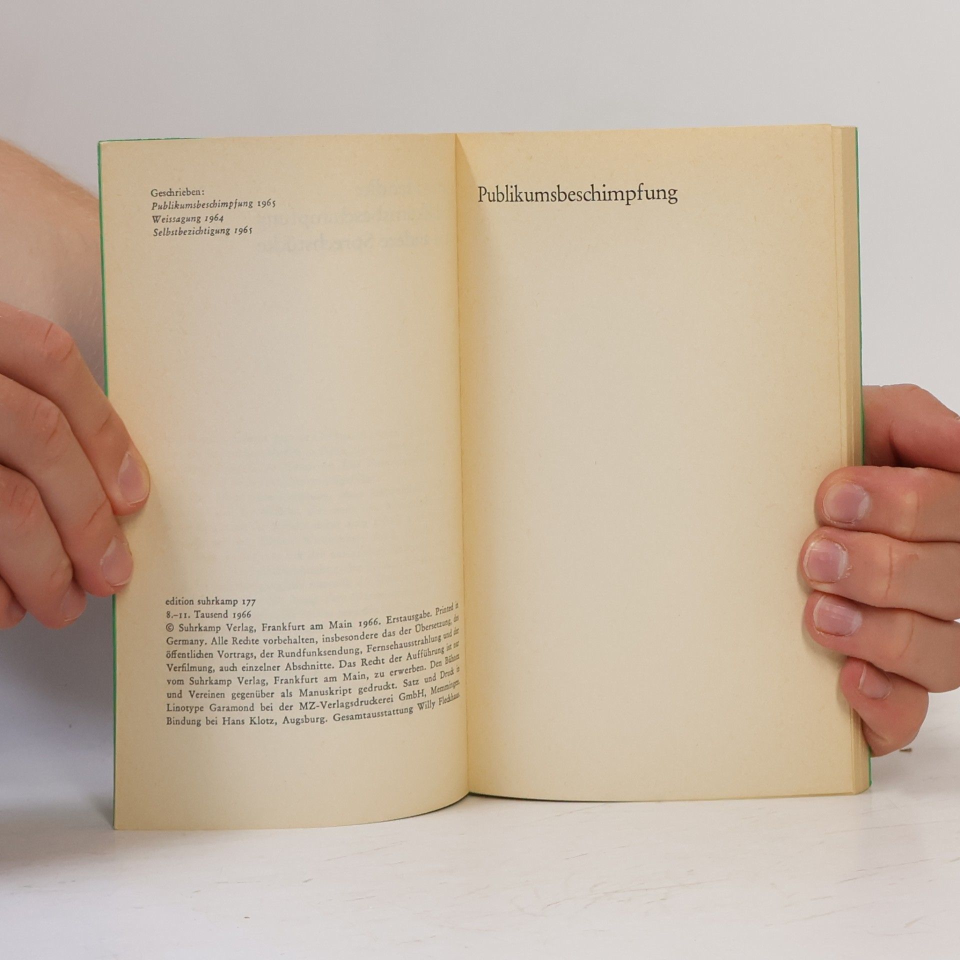 Peter Handke Publikumsbeschimpfung und andere Sprechstücke